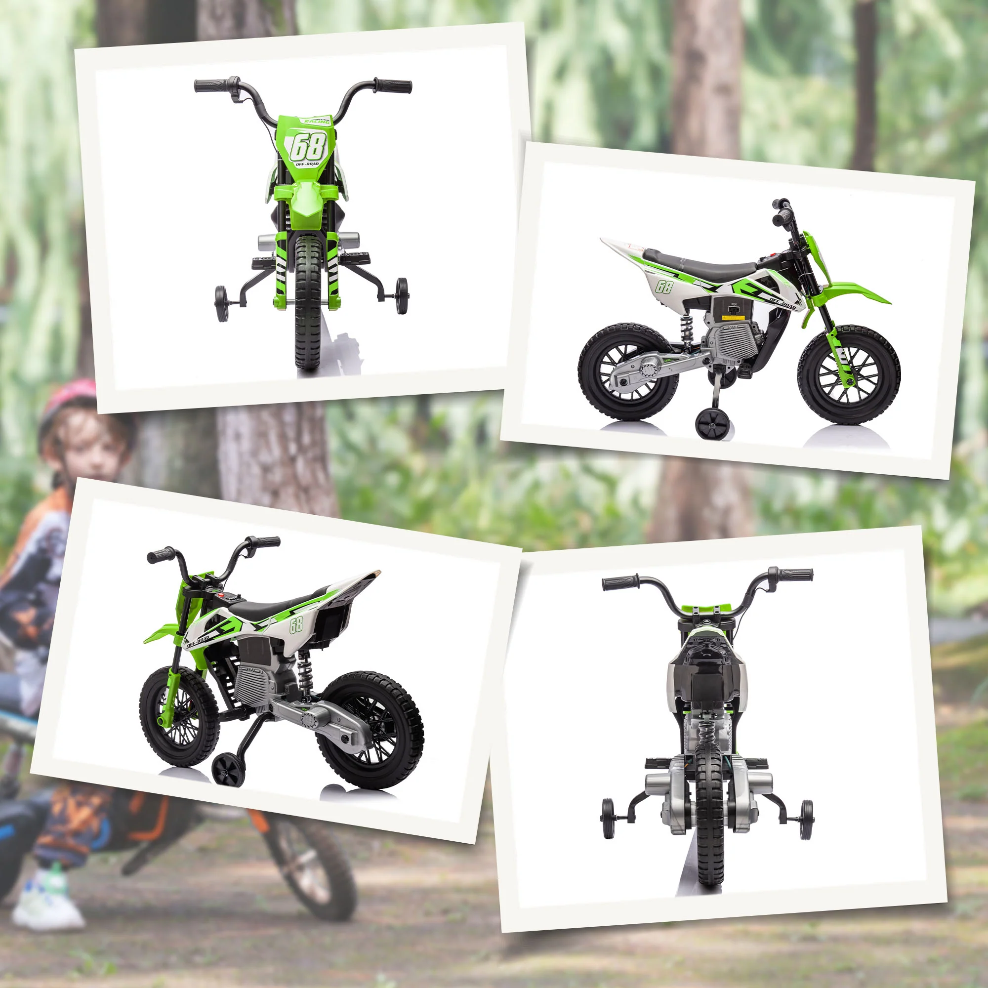 AIYAPLAY 12V Kids Orange Electric Motorbike W/ Twist Grip Throttle, Music - Image 27