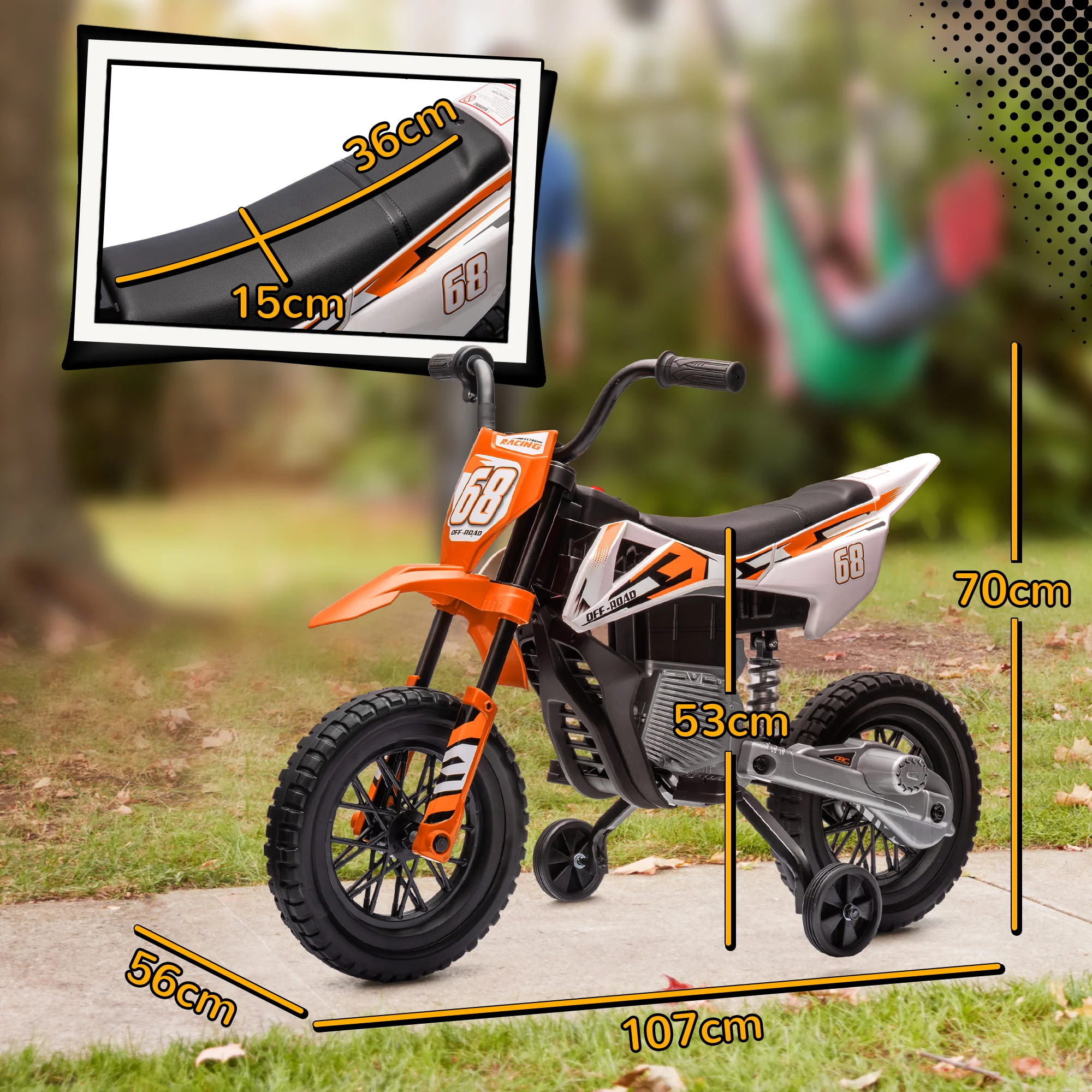 AIYAPLAY 12V Kids Orange Electric Motorbike W/ Twist Grip Throttle, Music - Image 5