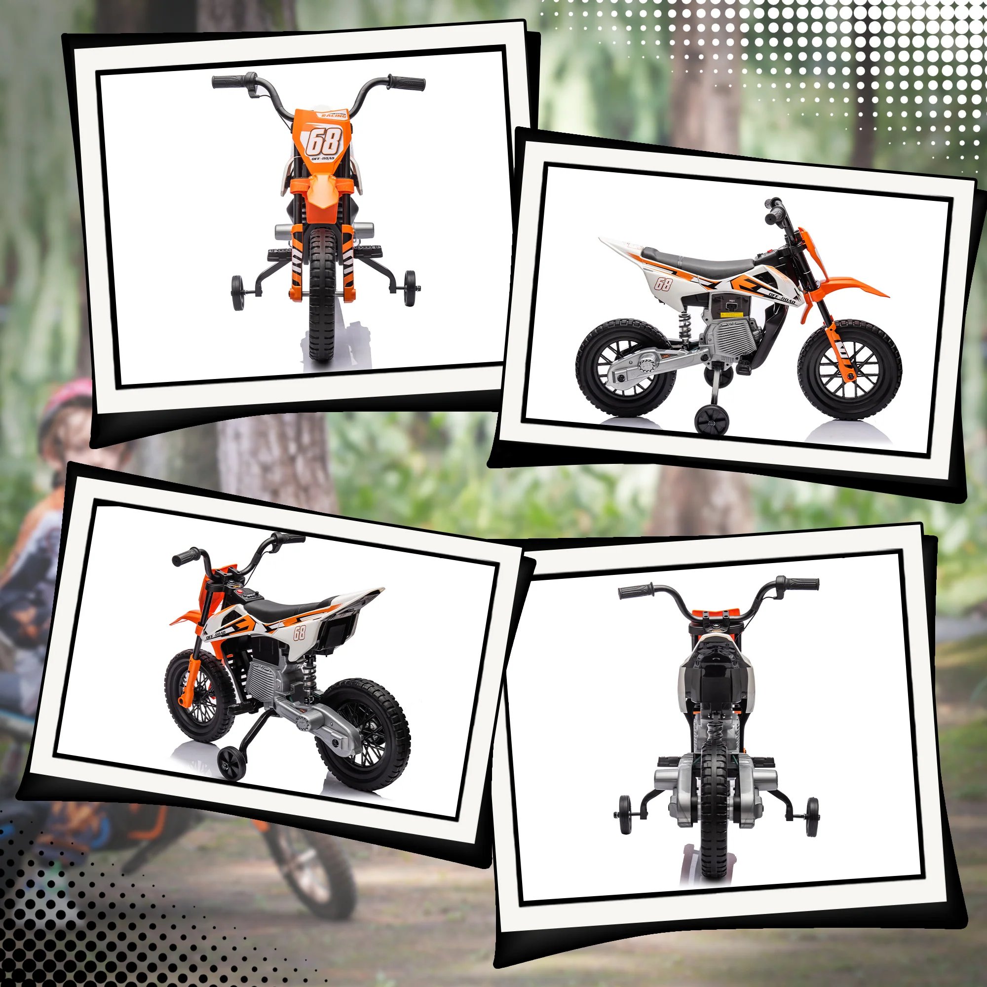 AIYAPLAY 12V Kids Orange Electric Motorbike W/ Twist Grip Throttle, Music - Image 9
