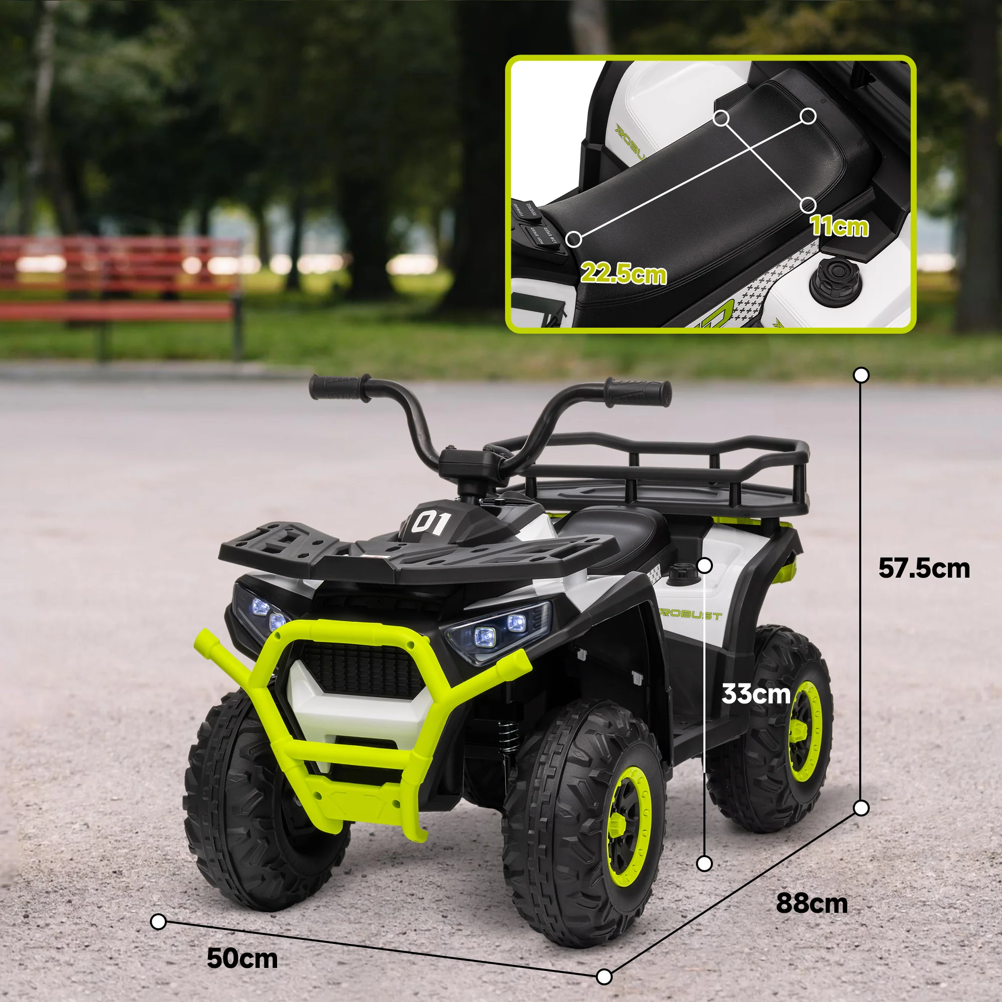 AIYAPLAY 12V Kids Quad Bike w/ 4 Suspension Wheels, for 3-5 Years - Image 5