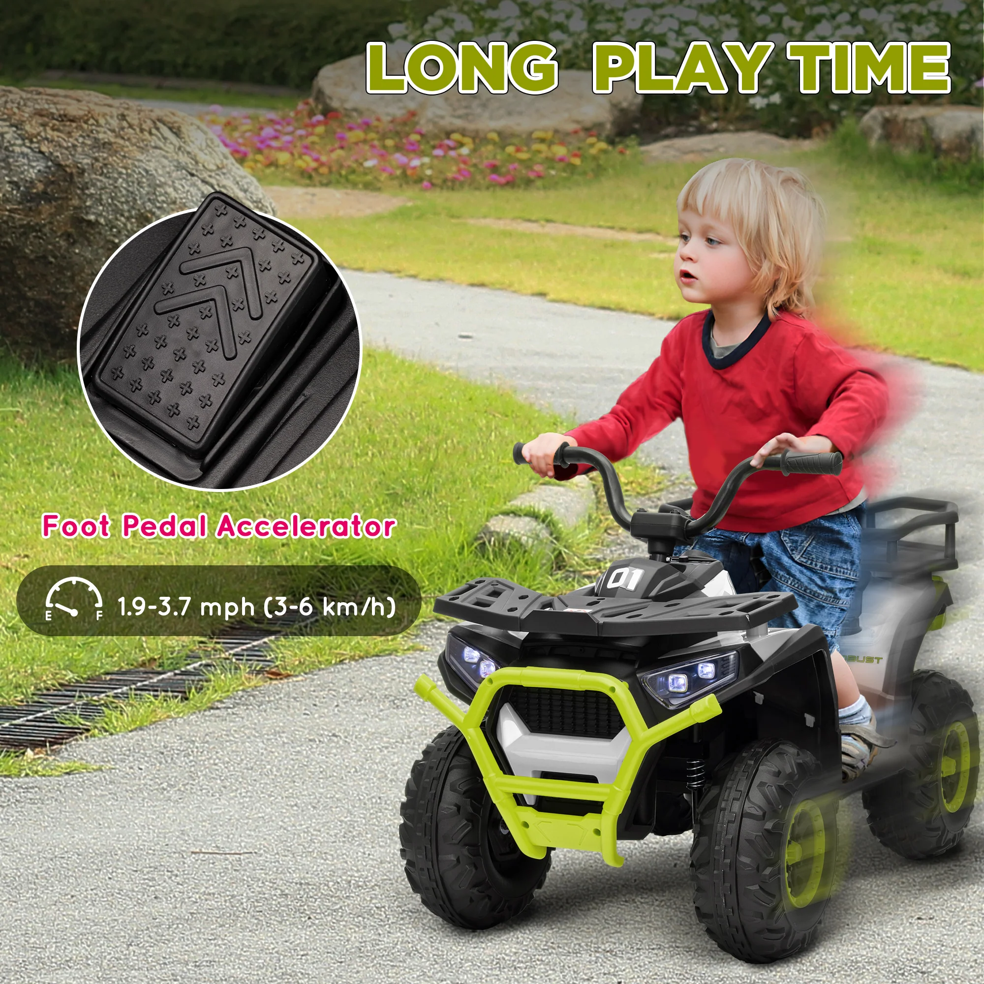 AIYAPLAY 12V Kids Quad Bike w/ 4 Suspension Wheels, for 3-5 Years - Image 6