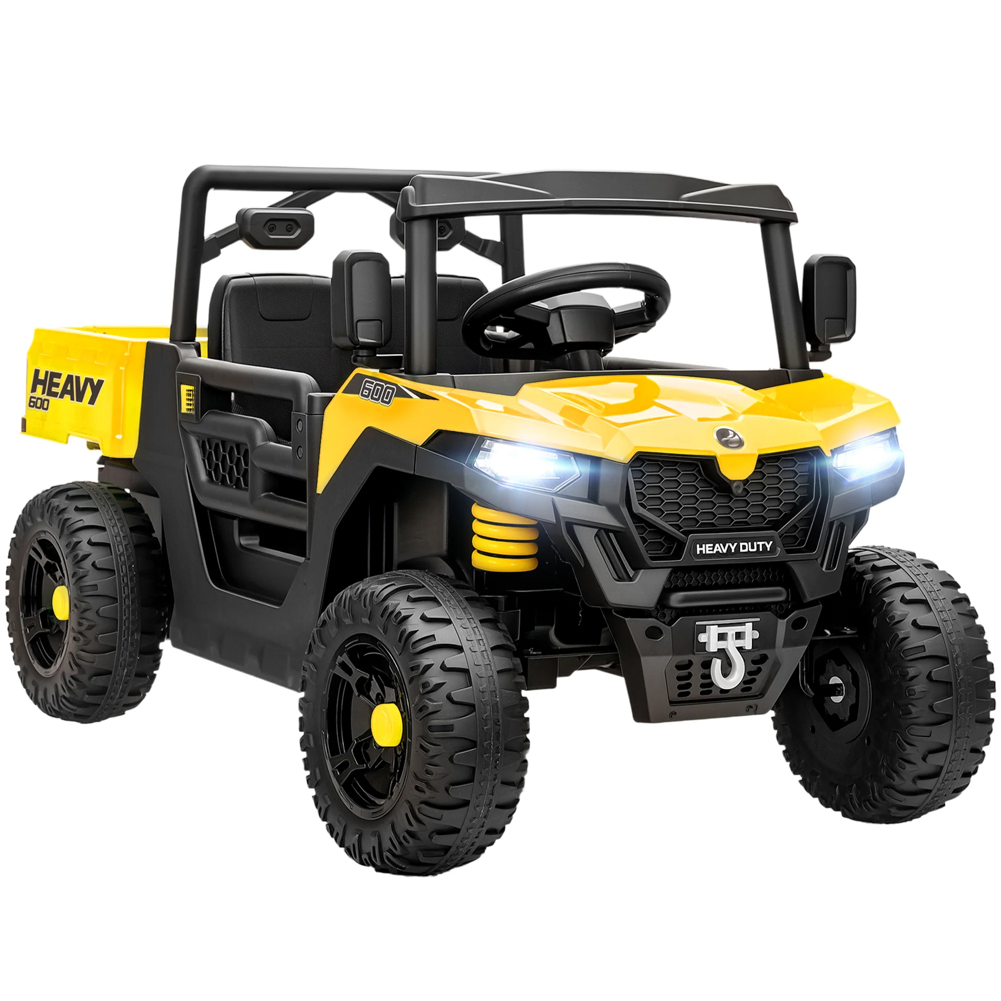 AIYAPLAY 12V Kids Ride on Car, Kids UTV with Electric Dump Bed, Yellow