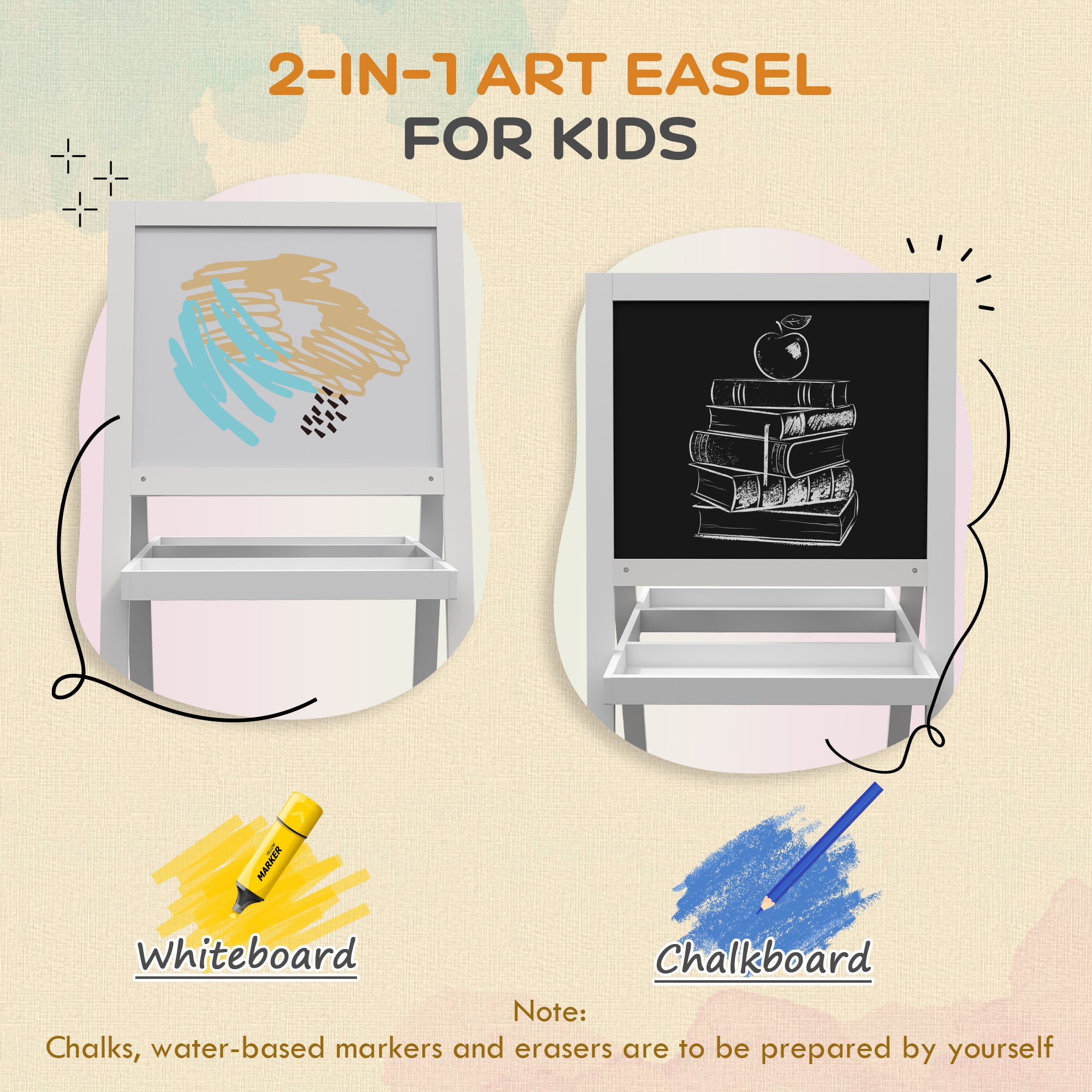 AIYAPLAY 2-in-1 Double-Sided Easel For Kids, With Storage Shelf- Blue - Image 3