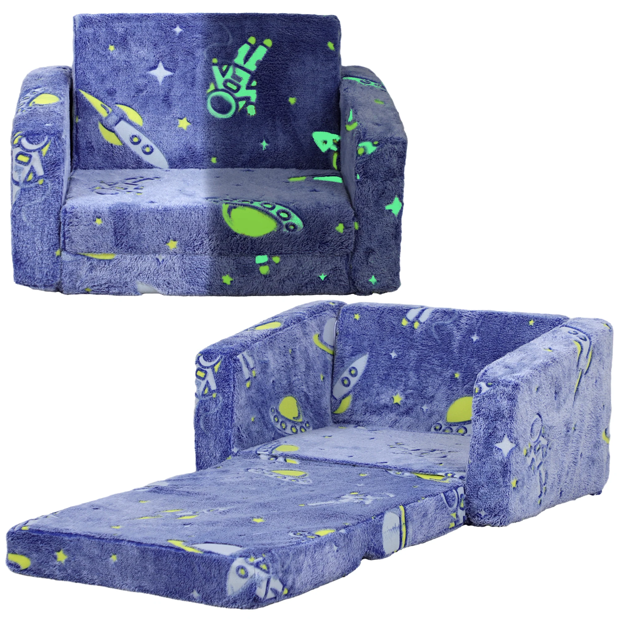 AIYAPLAY 2 In 1 Kids Folding Bed With Glow In The Dark Cosmic Design, Pink - Image 10