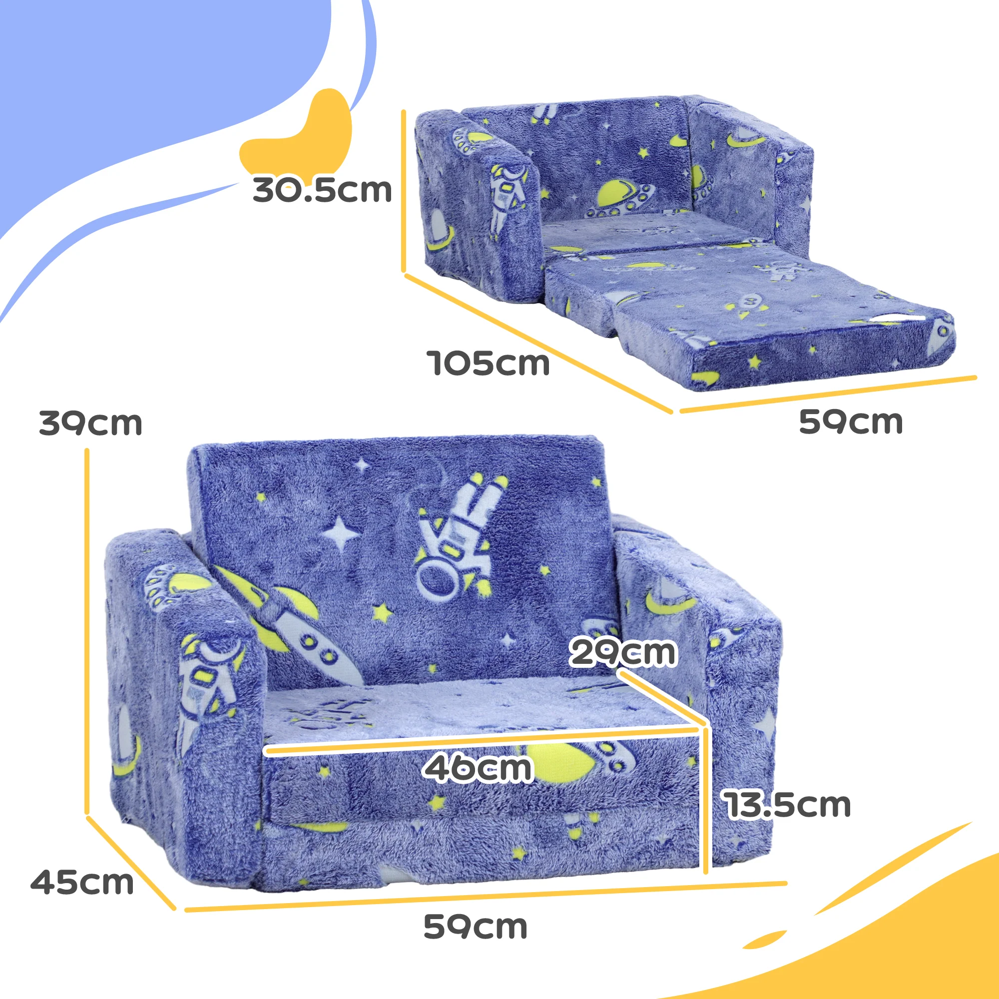 AIYAPLAY 2 In 1 Kids Folding Bed With Glow In The Dark Cosmic Design, Pink - Image 14