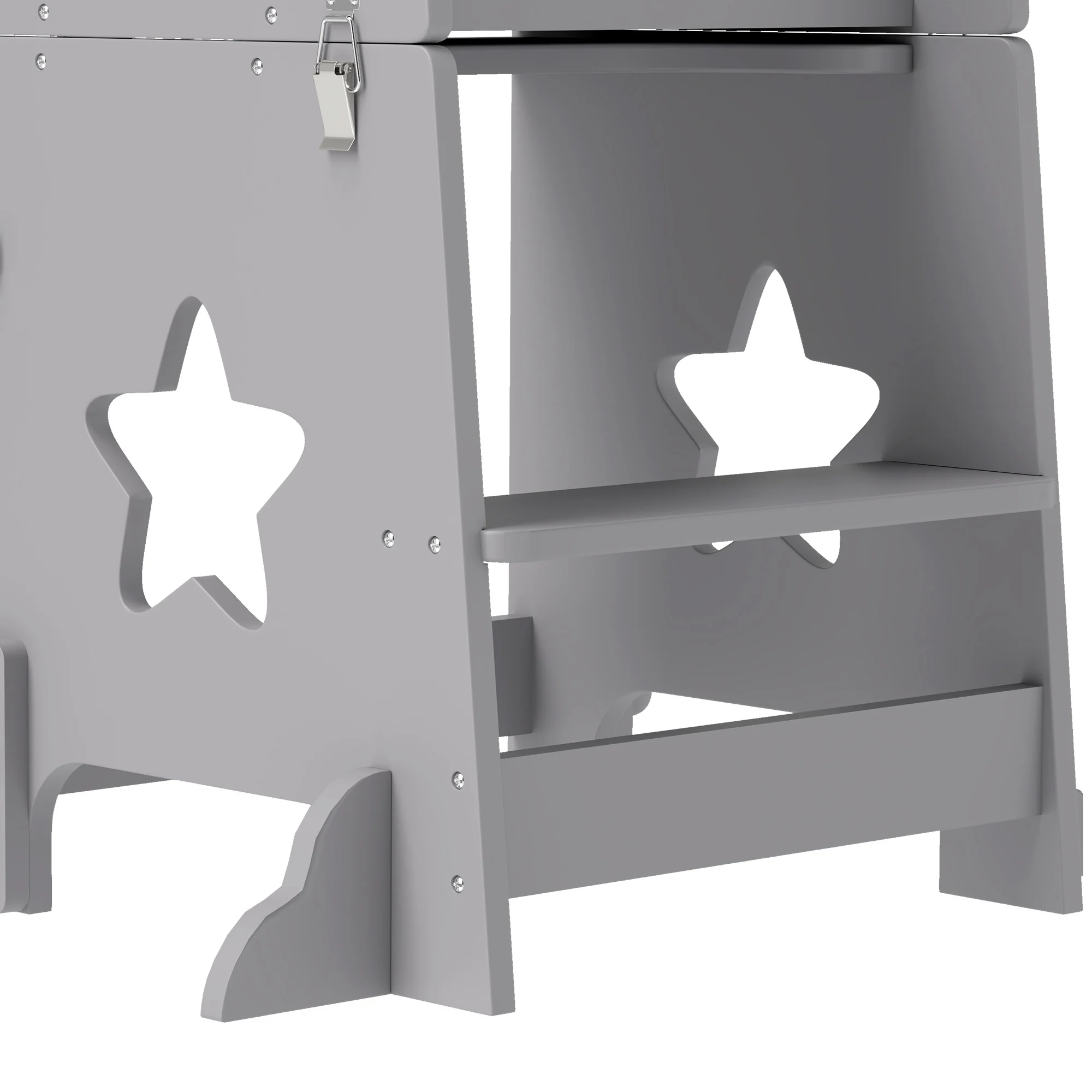 AIYAPLAY 2-in-1 Toddler Step Stool With Safety Rail For Kitchen, Grey - Image 8