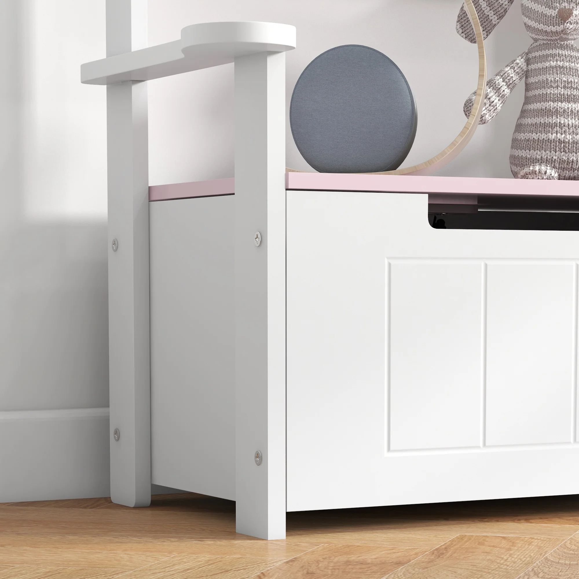 AIYAPLAY 2 in 1 Toy Box for Kids with Safety Lid for Bedroom. Nursery, Pink - Image 9