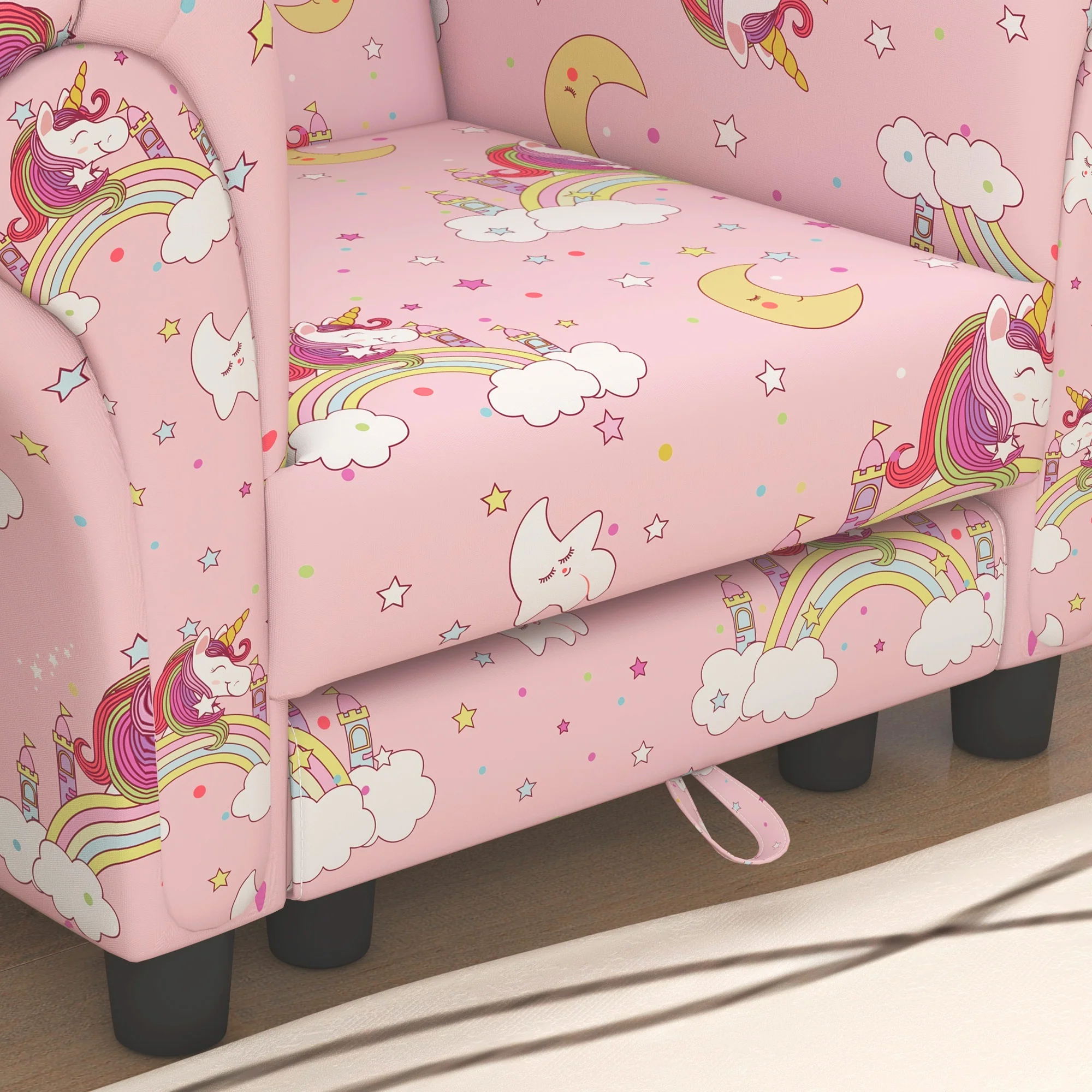 AIYAPLAY 2 Piece Kids Sofa Set with Unicorn Design, for Nursery, Pink - Image 9