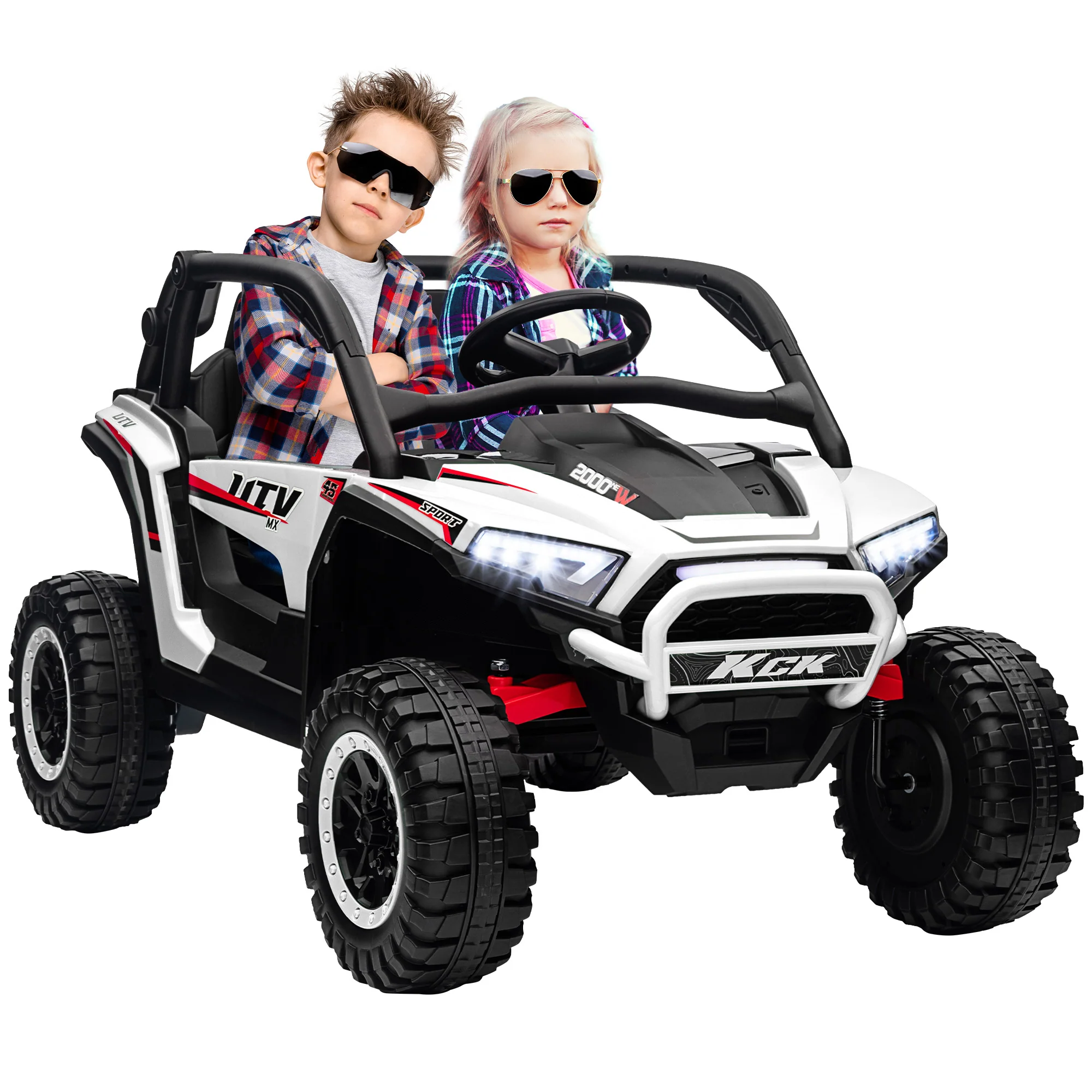 AIYAPLAY 2 Seater 24V 7AH Ride on Truck w/ Spring Suspension - White