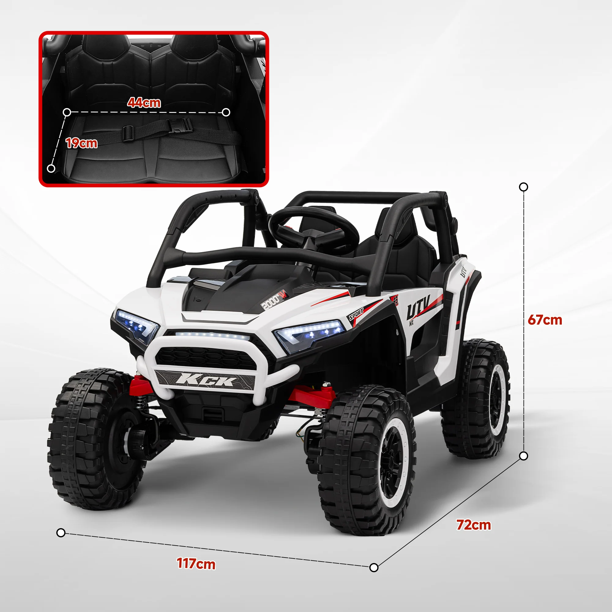 AIYAPLAY 2 Seater 24V 7AH Ride on Truck w/ Spring Suspension - White - Image 5