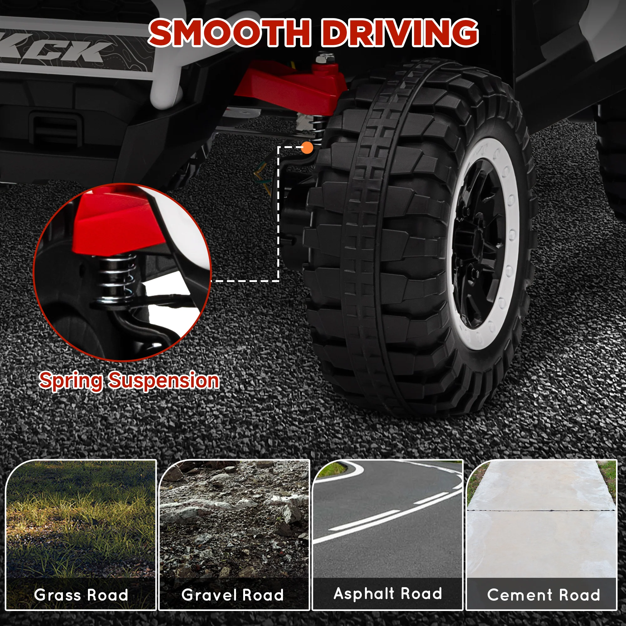 AIYAPLAY 2 Seater 24V 7AH Ride on Truck w/ Spring Suspension - White - Image 7