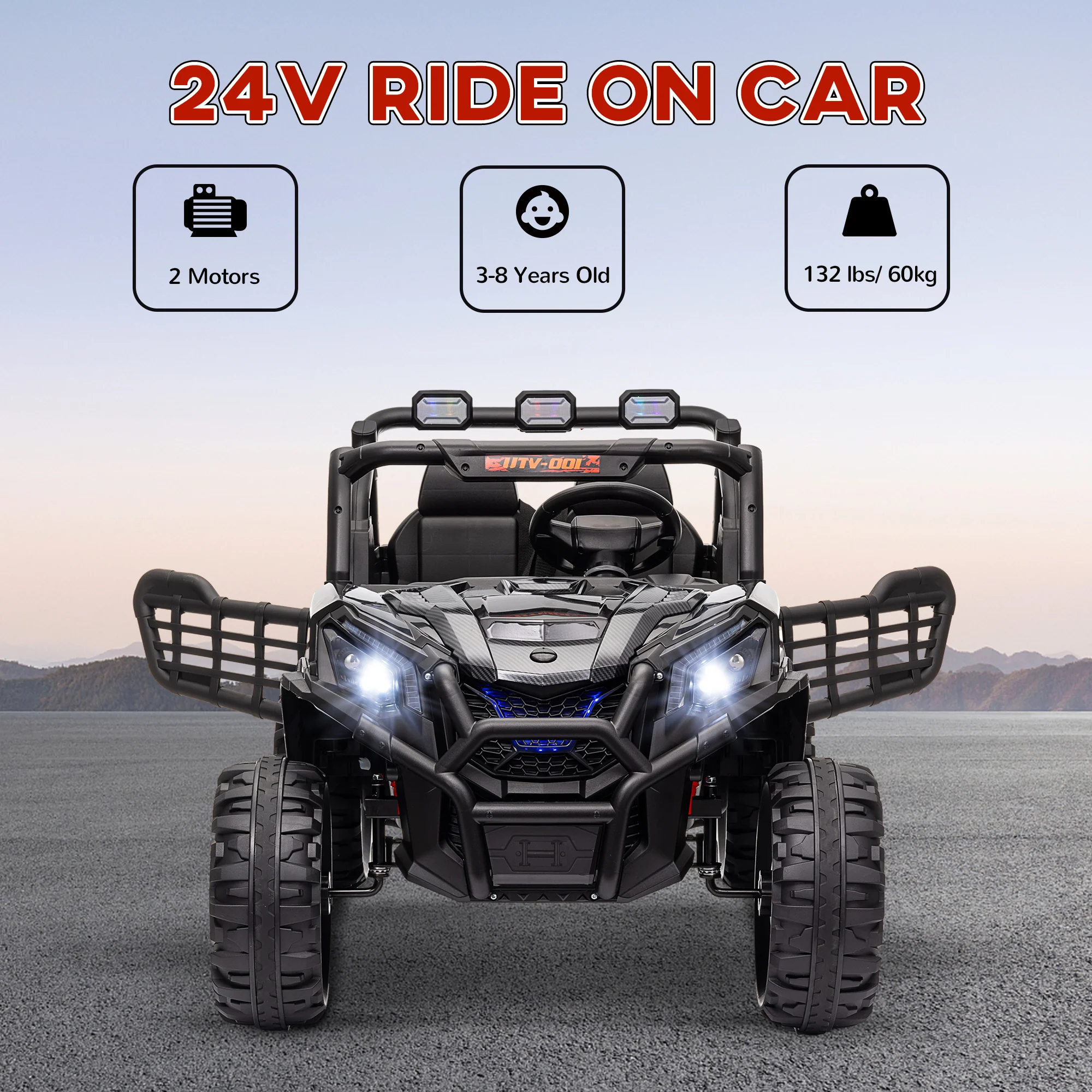 AIYAPLAY 2 Seater 24V Kids Electric Car W/ Remote Control - Image 3