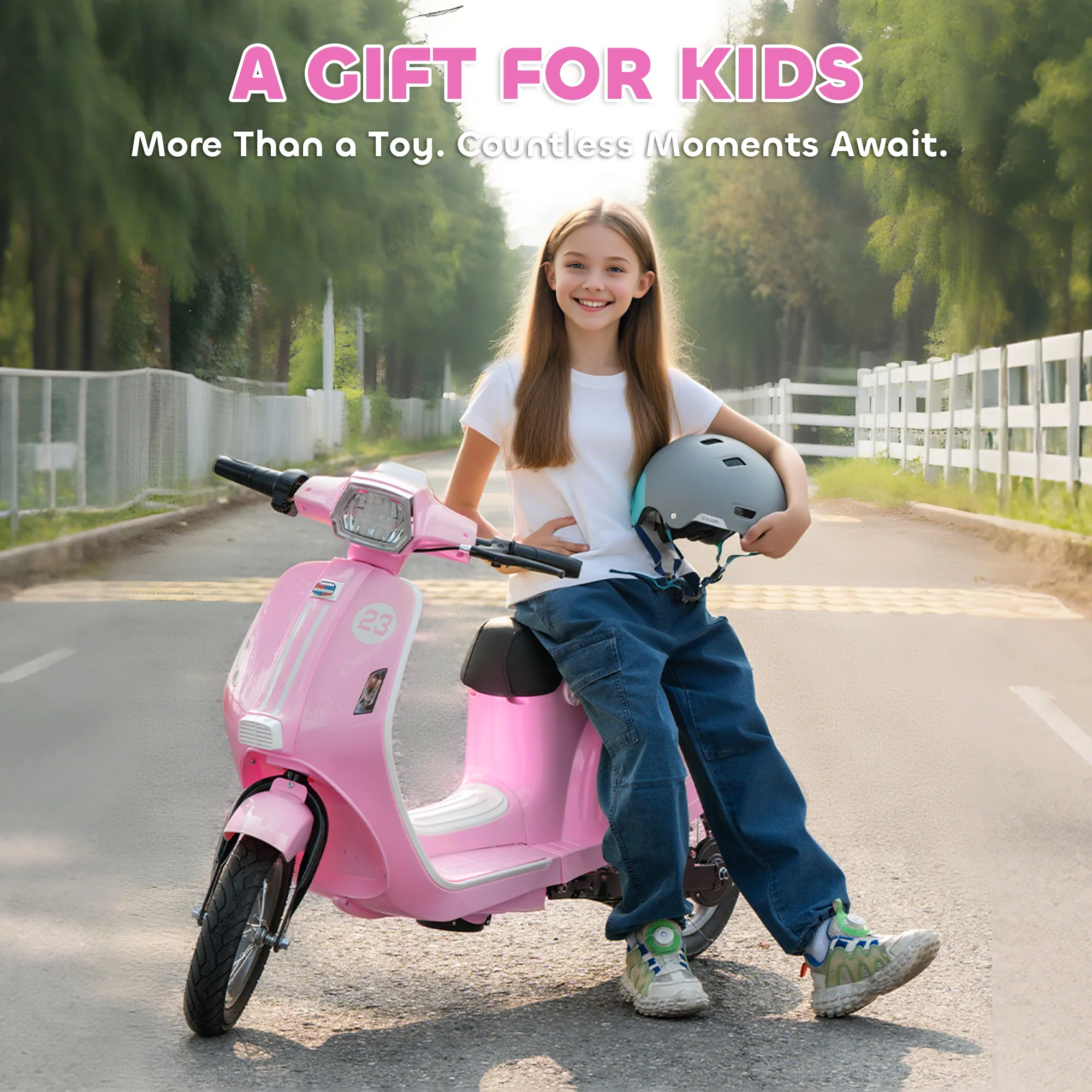 AIYAPLAY 24V Battery Powered Ride On Motorcycle With Manual Throttle, Pink - Image 7