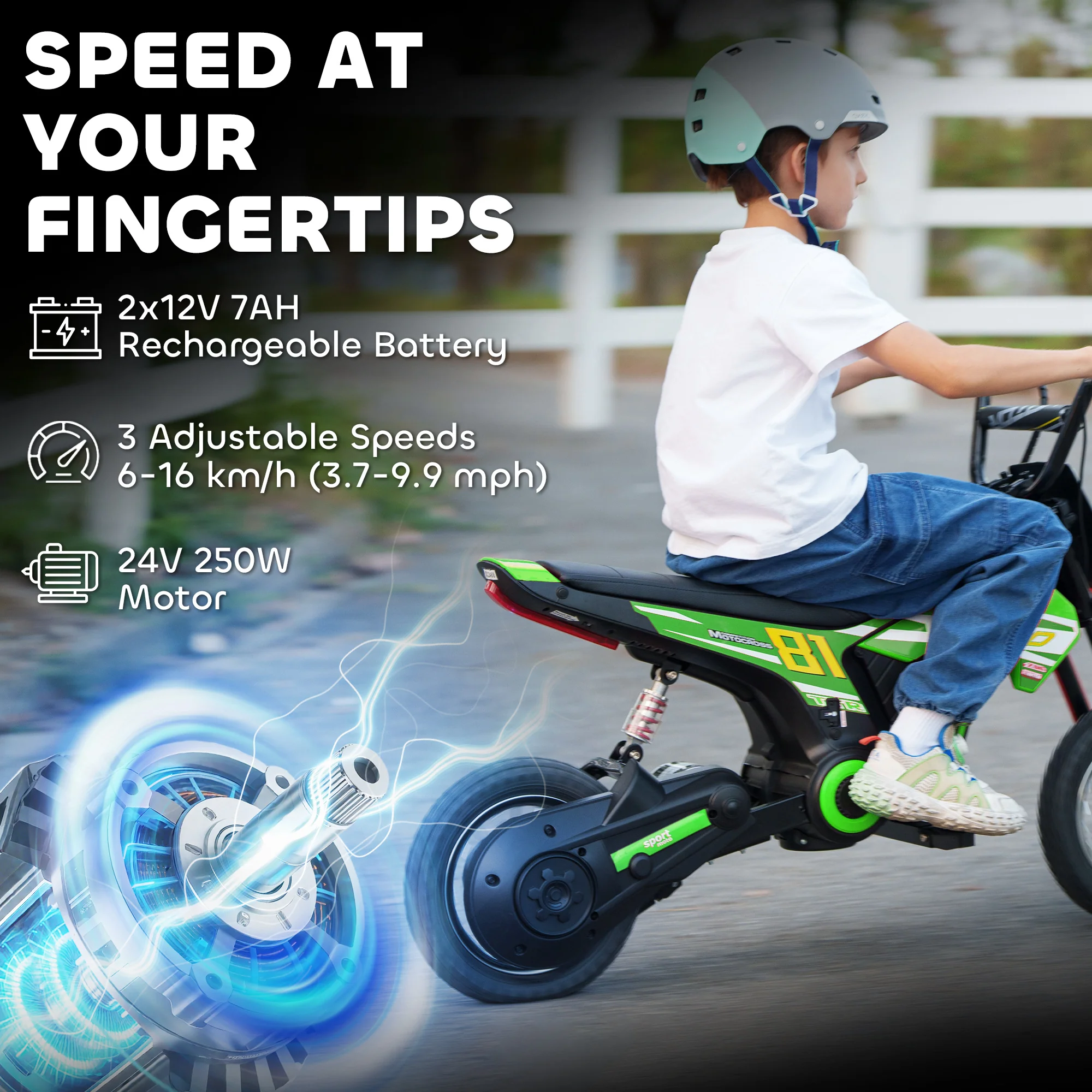 AIYAPLAY 24V Battery Powered Ride On Motorcycle With Rear Suspension - Image 12