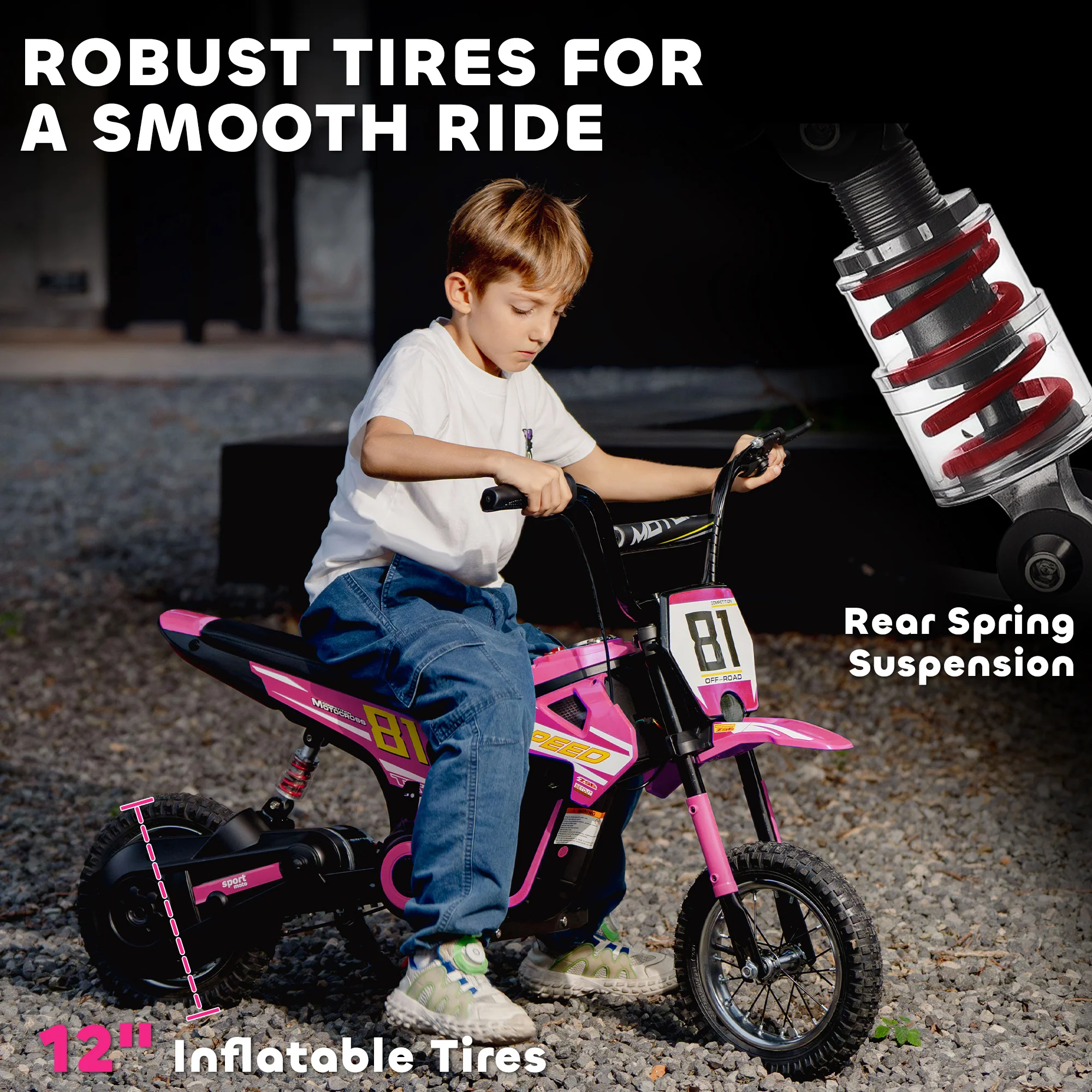 AIYAPLAY 24V Battery Powered Ride On Motorcycle With Rear Suspension - Image 24