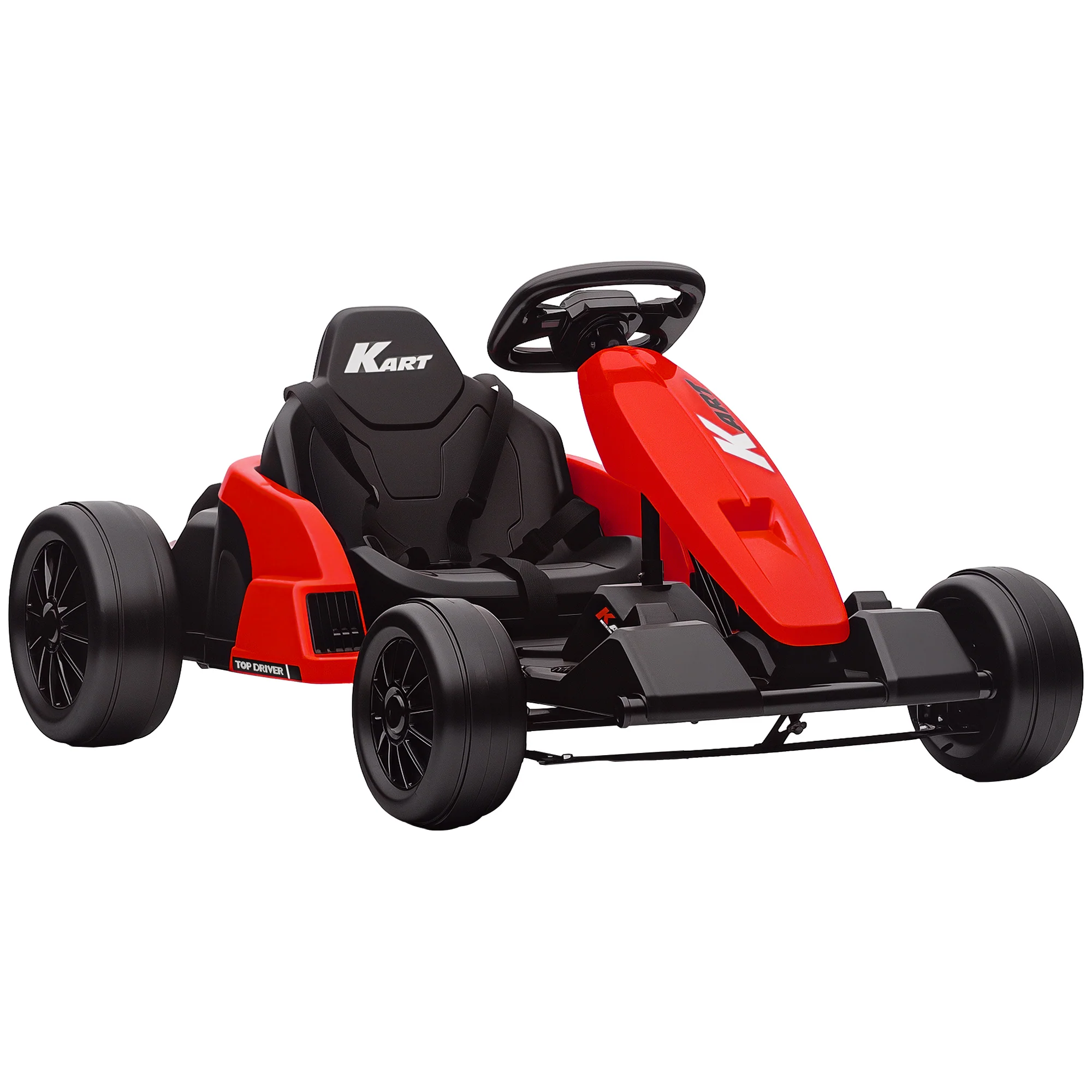 AIYAPLAY 24V Electric Go Kart With Drift Mode, Adjustable Seat, Red