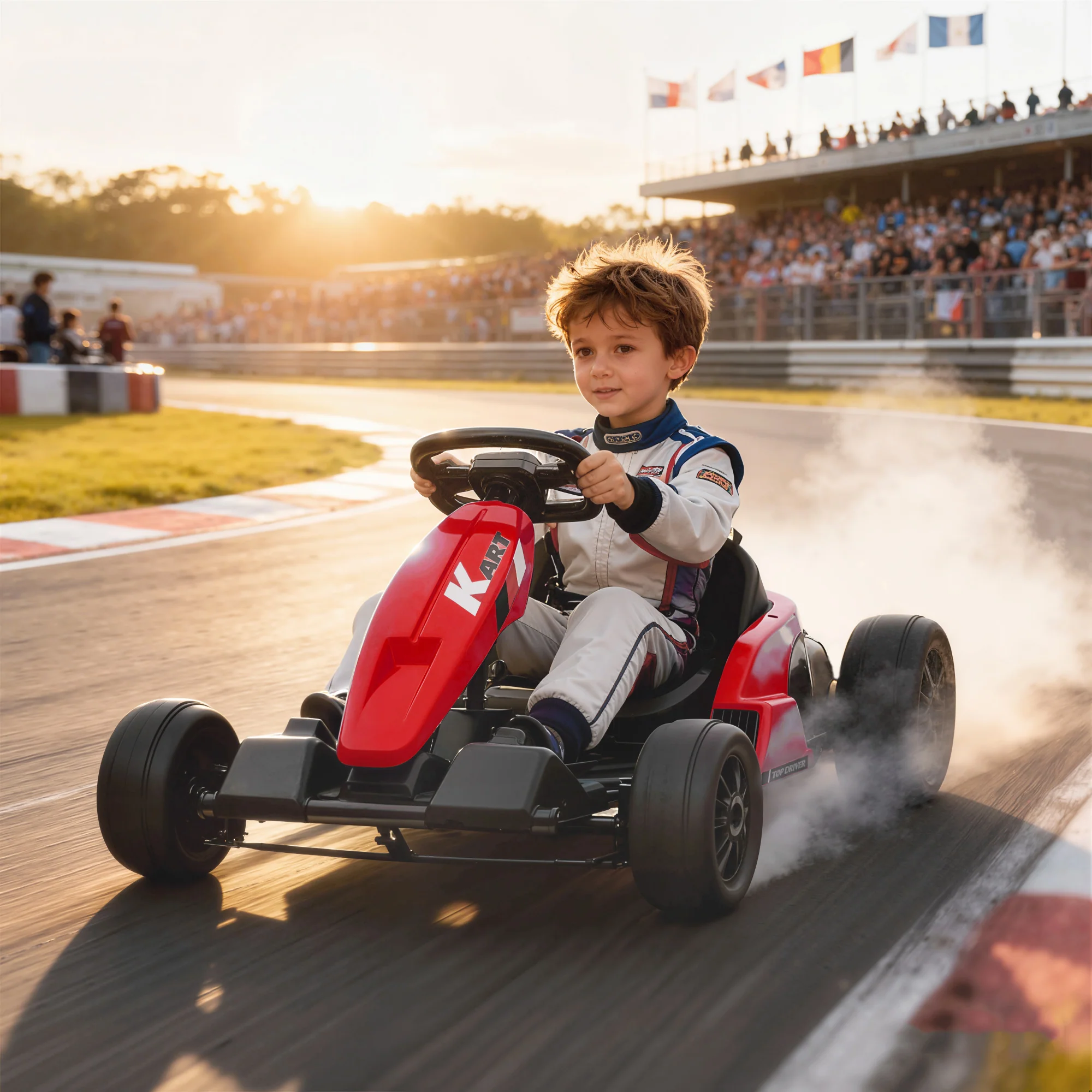 AIYAPLAY 24V Electric Go Kart With Drift Mode, Adjustable Seat, Red - Image 2