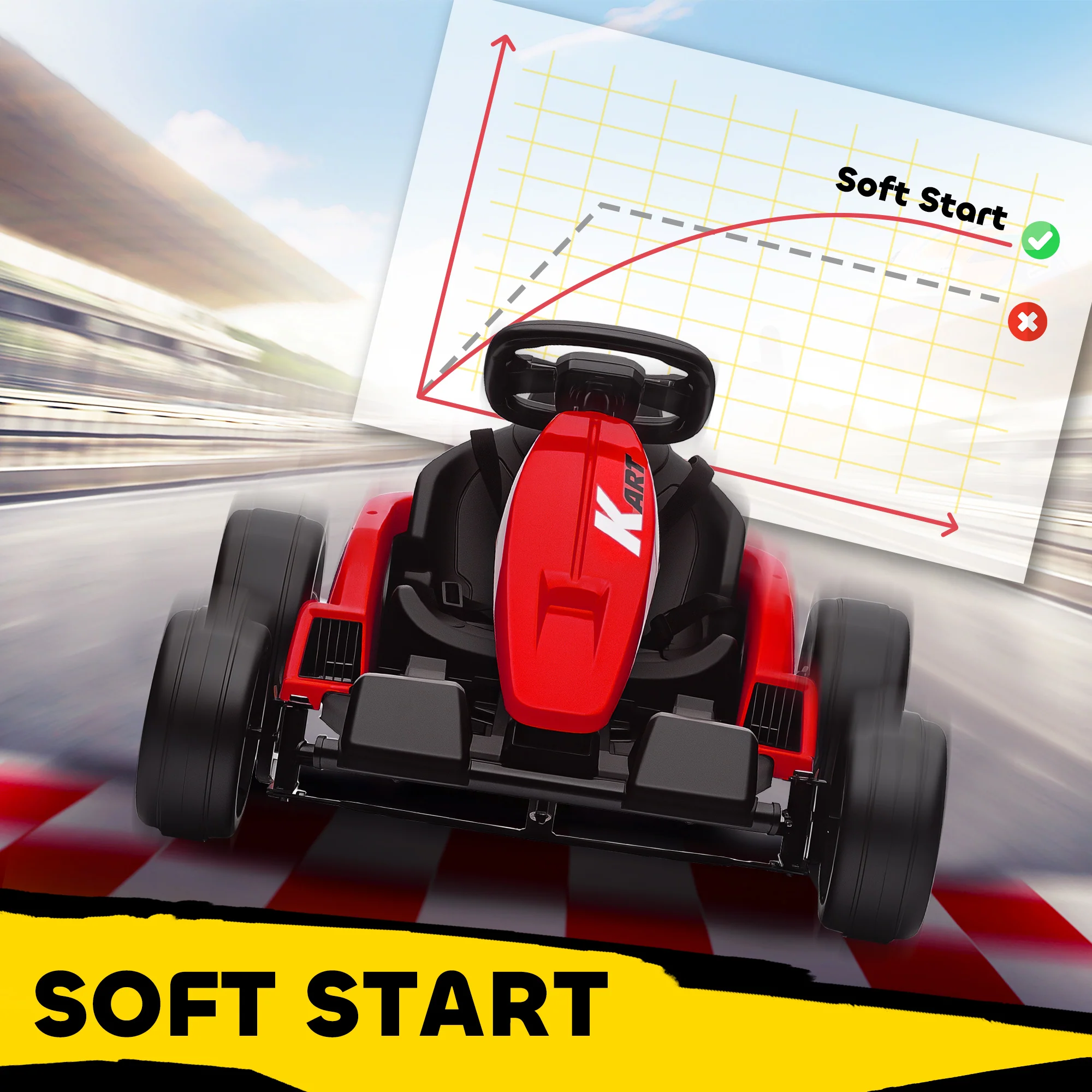 AIYAPLAY 24V Electric Go Kart With Drift Mode, Adjustable Seat, Red - Image 8