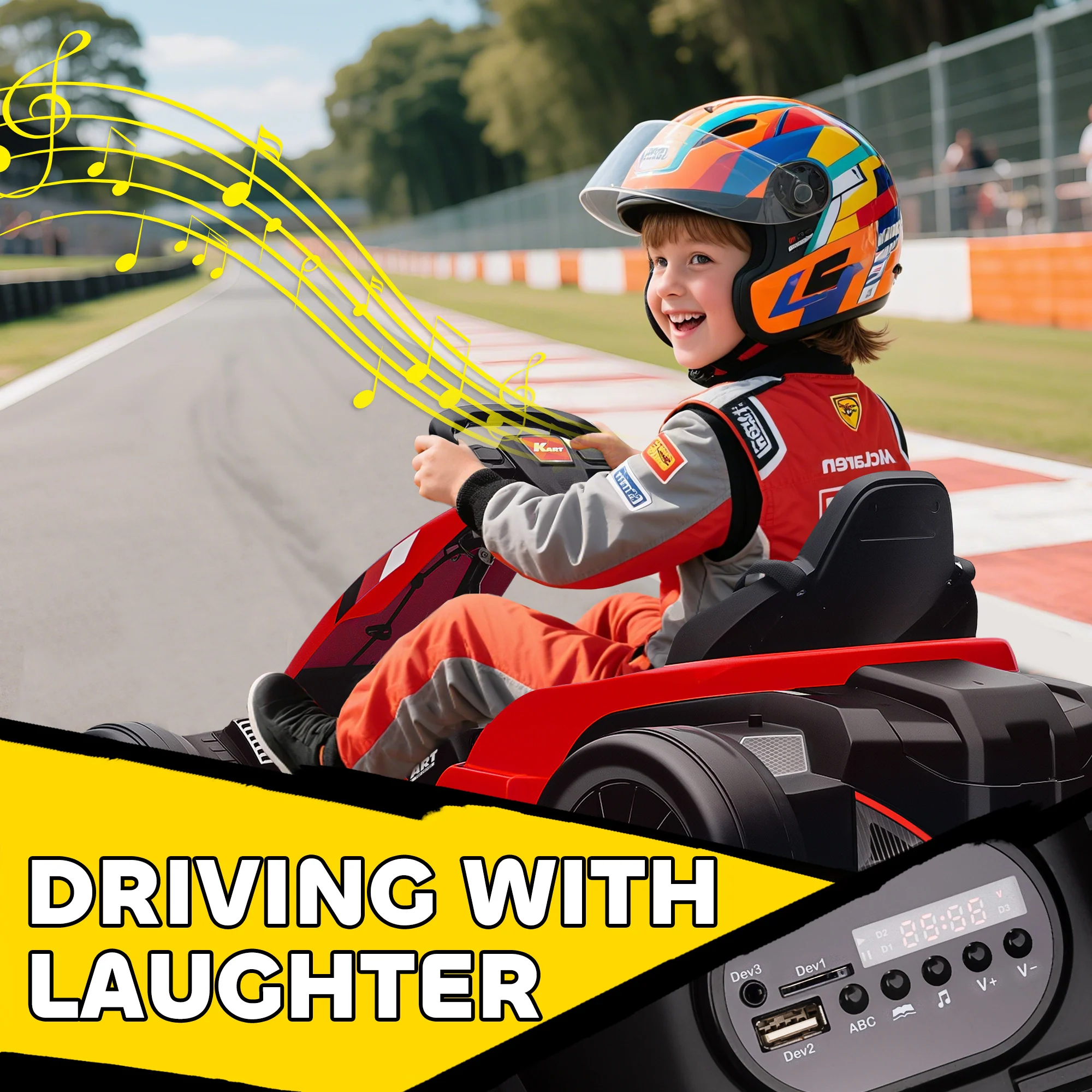 AIYAPLAY 24V Electric Go Kart With Drift Mode, Adjustable Seat, Red - Image 9