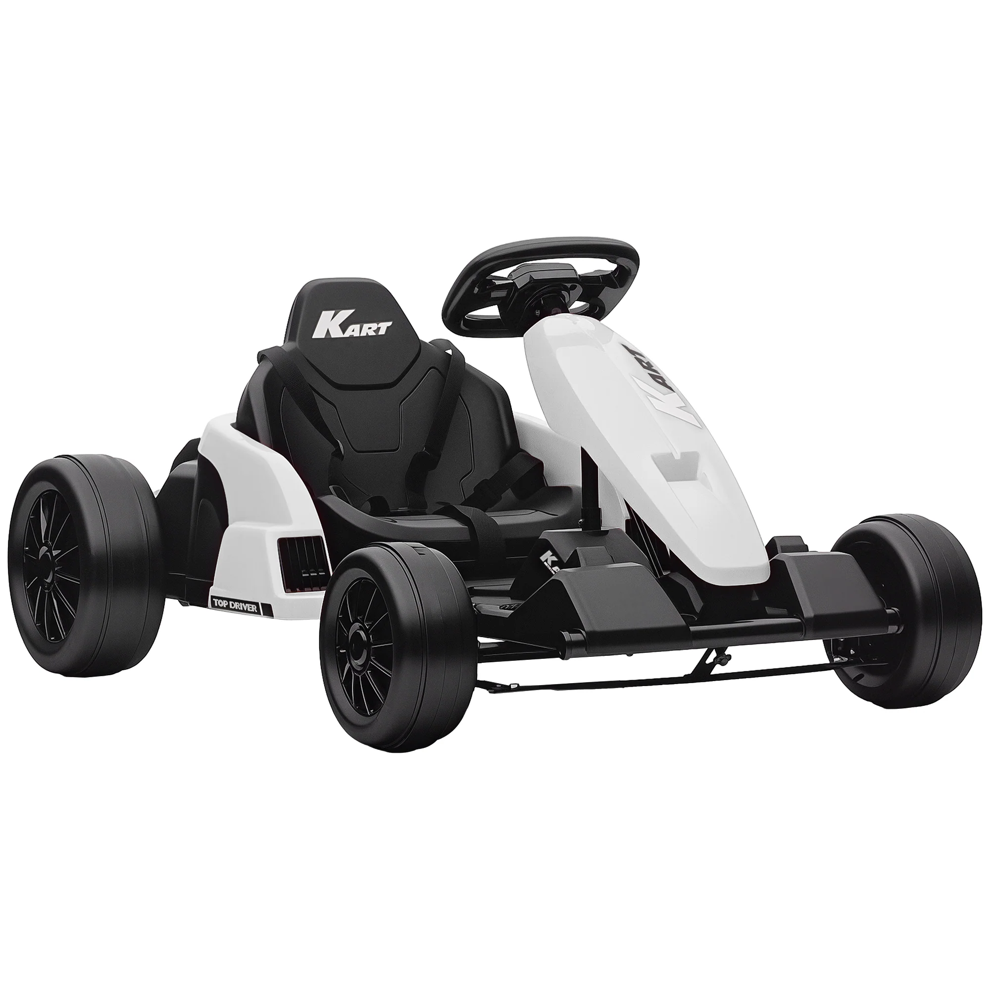 AIYAPLAY 24V Electric Go Kart With Drift Mode, Adjustable Seat, White