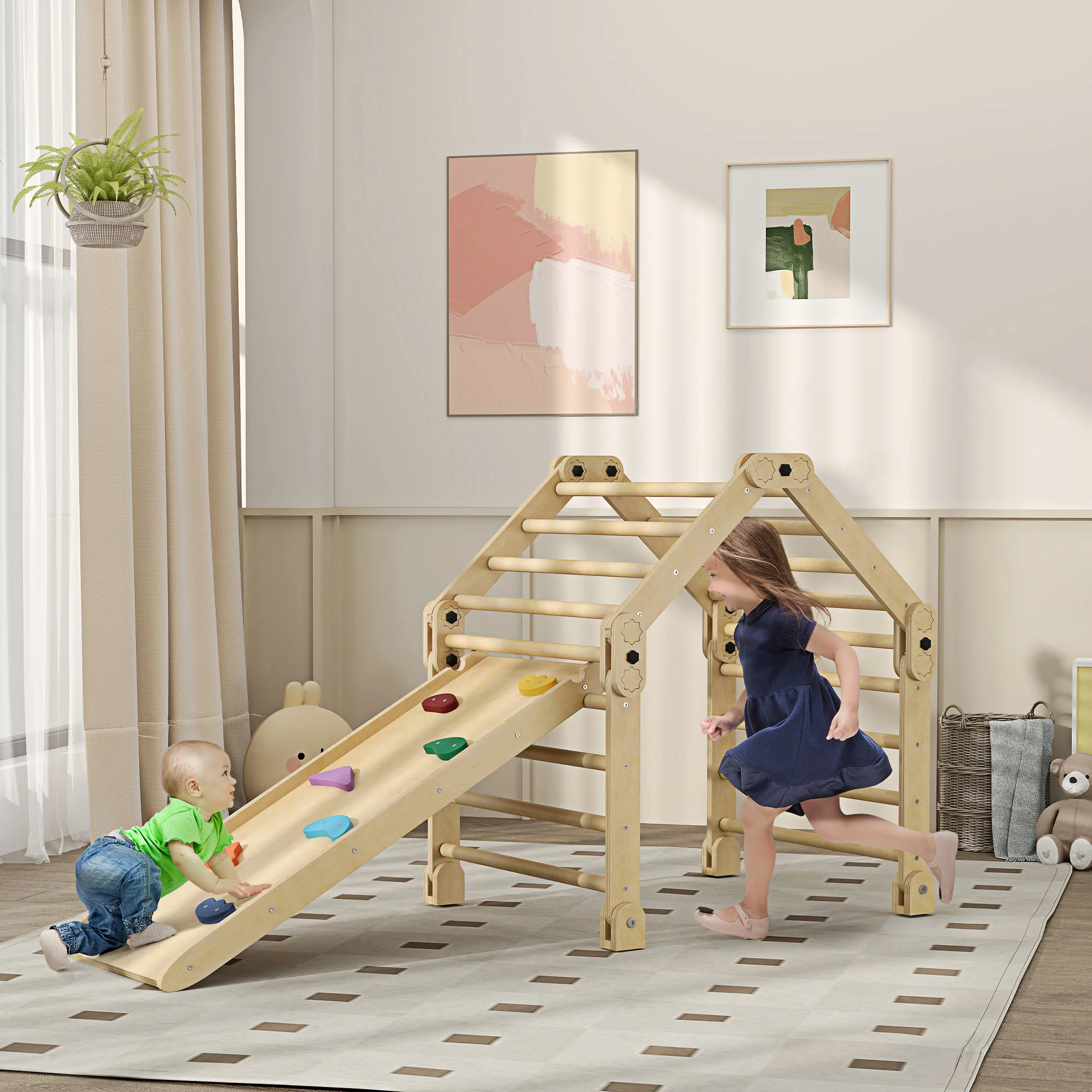 AIYAPLAY 3 In 1 Kids Climbing Set, Foldable Toddler Climbing Toys With Ramp - Image 2