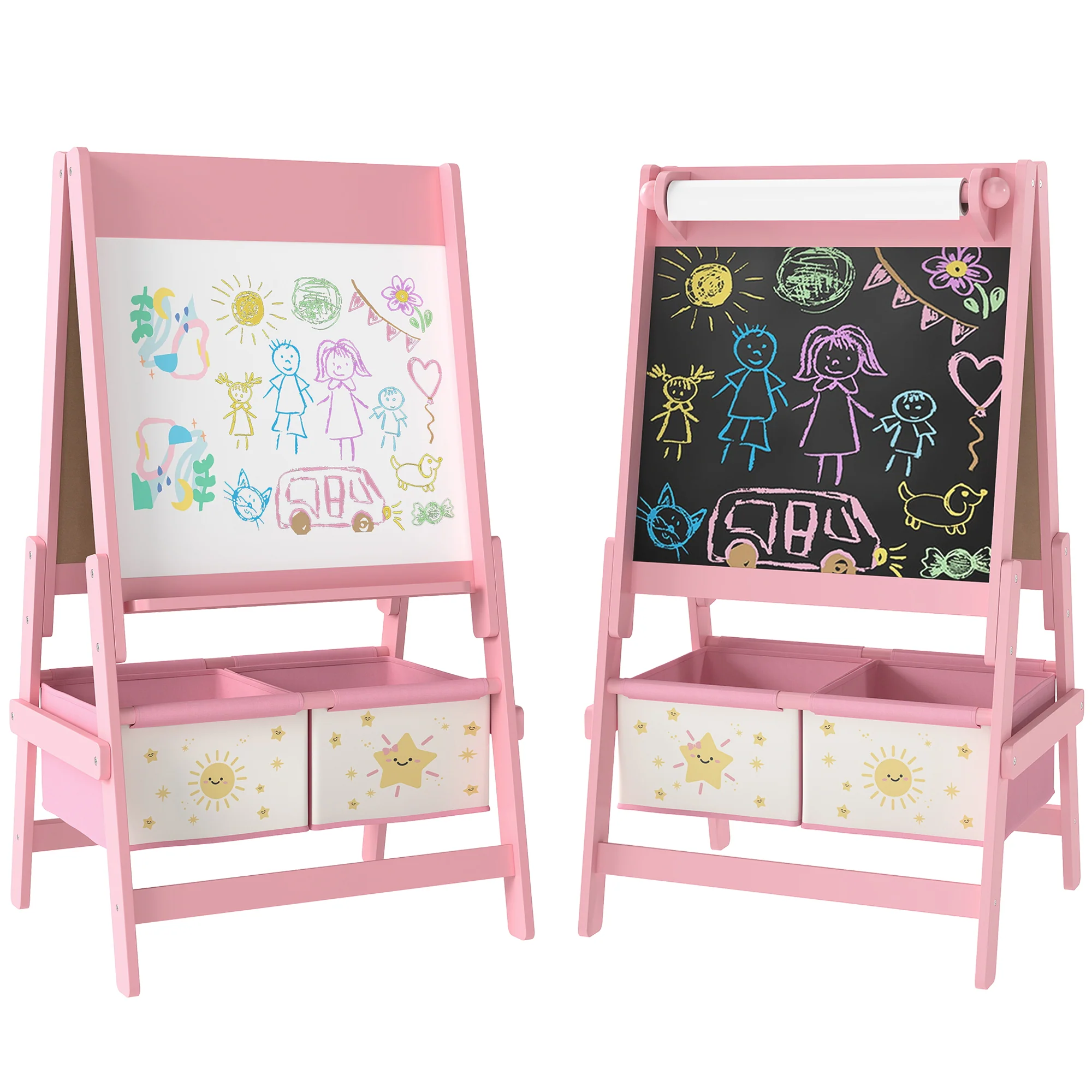 AIYAPLAY 3-in-1 Kids Easel, Double-Sided Art Easel With Paper Roll - Image 10