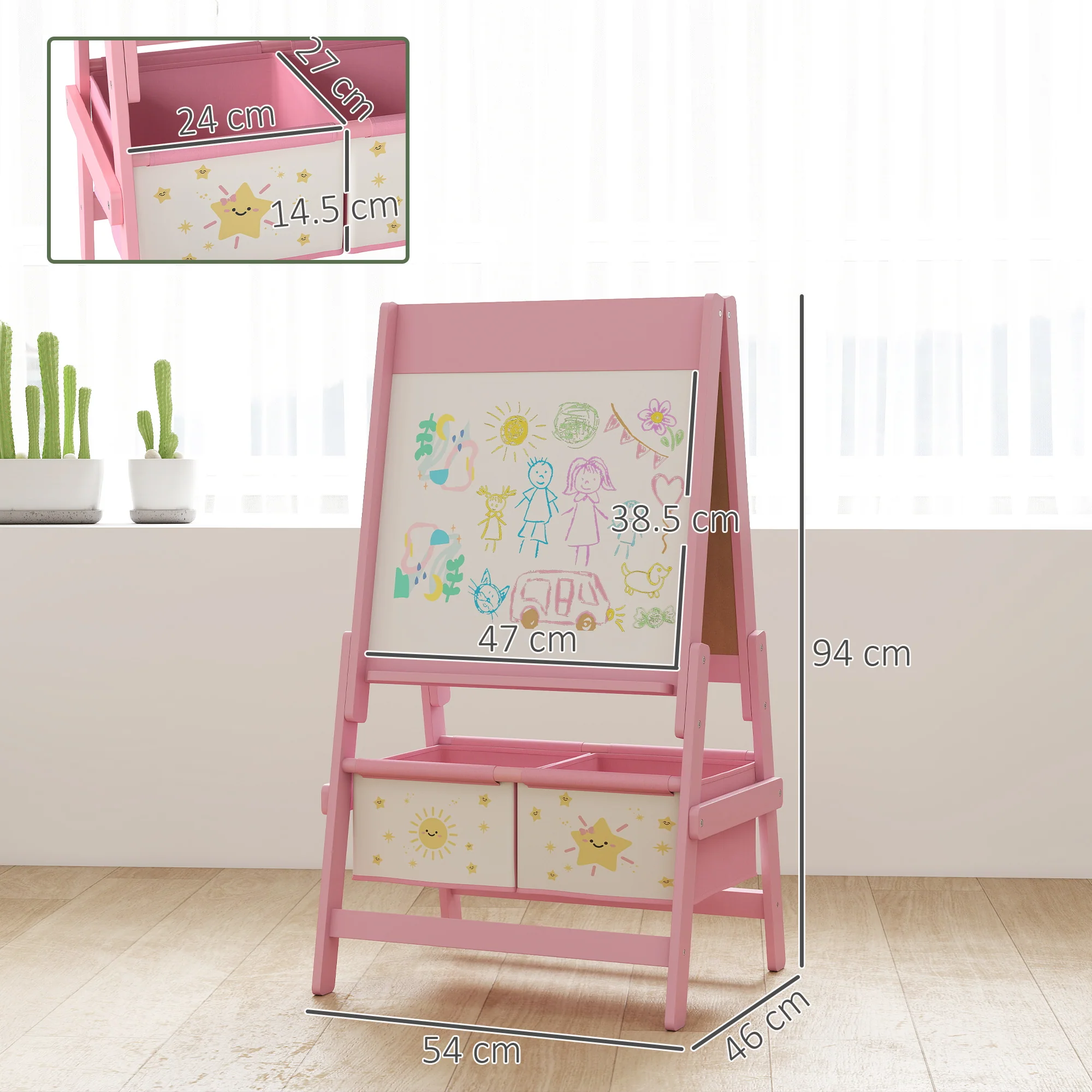 AIYAPLAY 3-in-1 Kids Easel, Double-Sided Art Easel With Paper Roll - Image 14