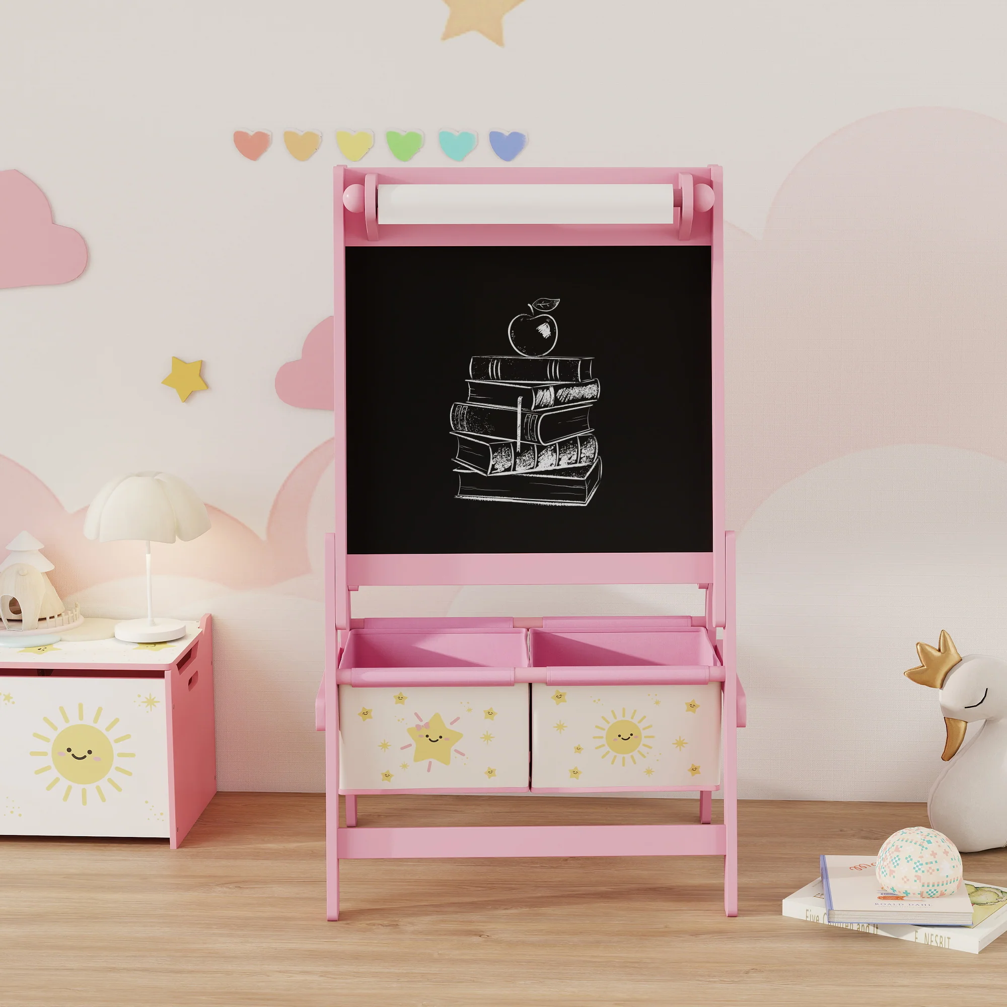AIYAPLAY 3-in-1 Kids Easel, Double-Sided Art Easel With Paper Roll - Image 17