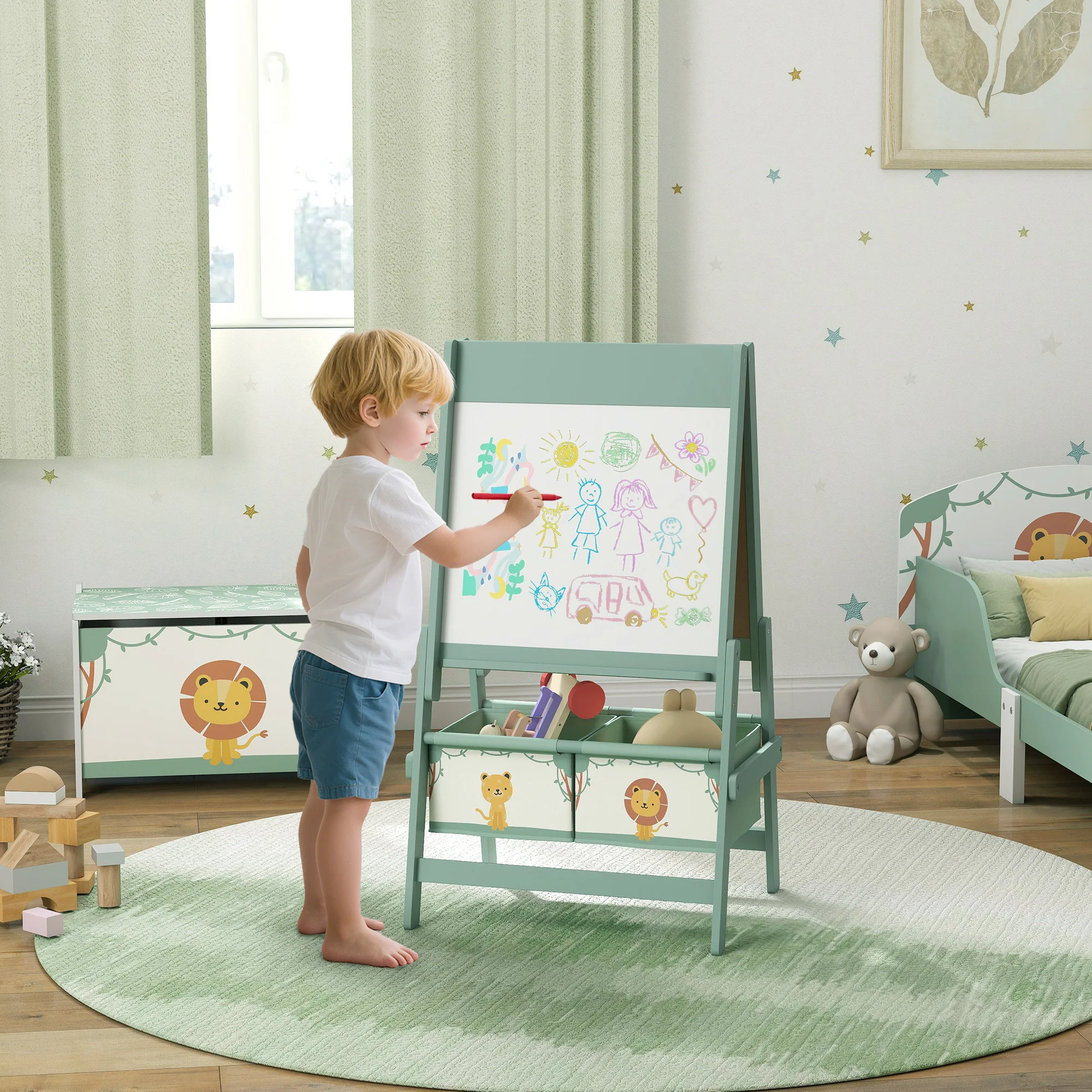 AIYAPLAY 3-in-1 Kids Easel, Double-Sided Art Easel With Paper Roll - Image 2