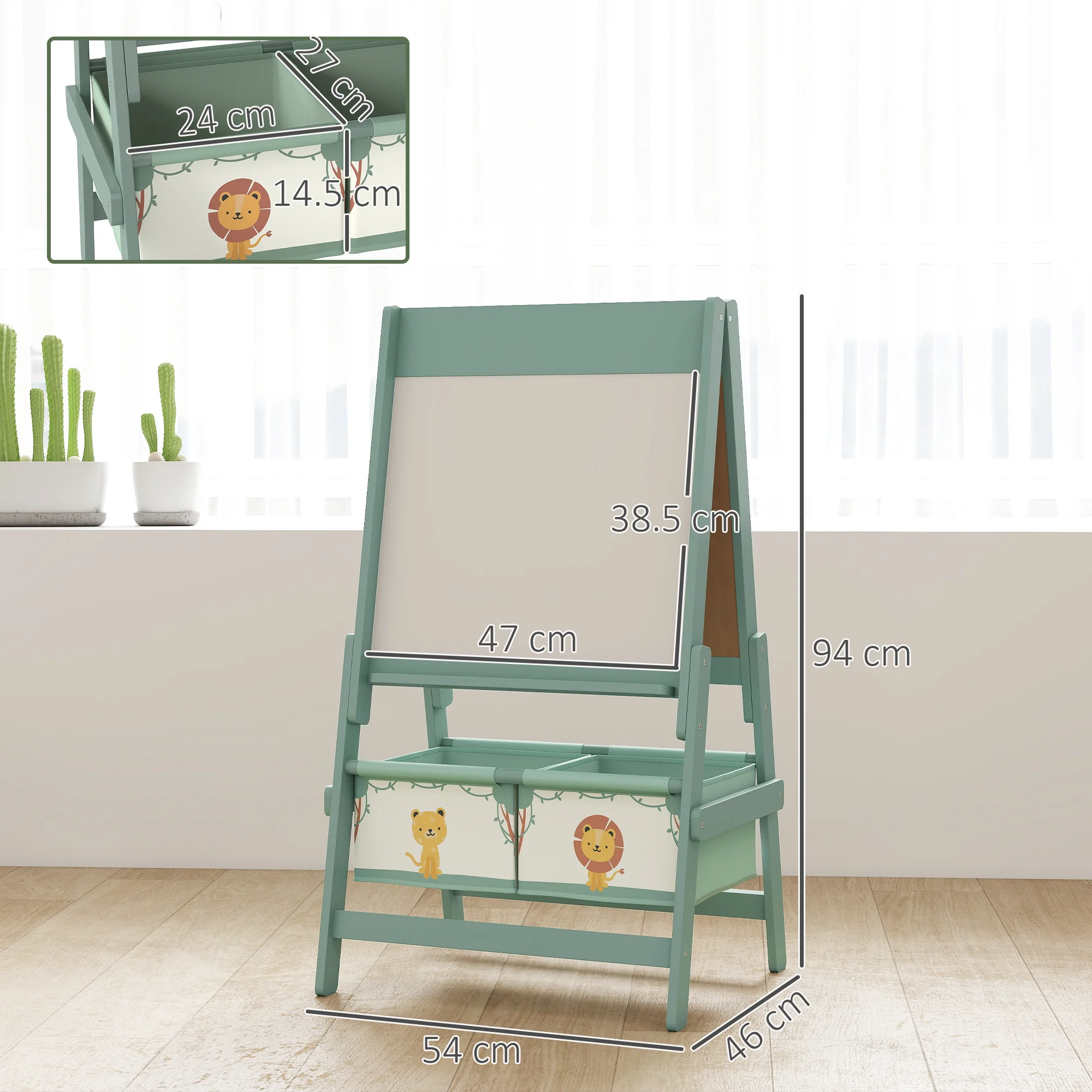 AIYAPLAY 3-in-1 Kids Easel, Double-Sided Art Easel With Paper Roll - Image 5