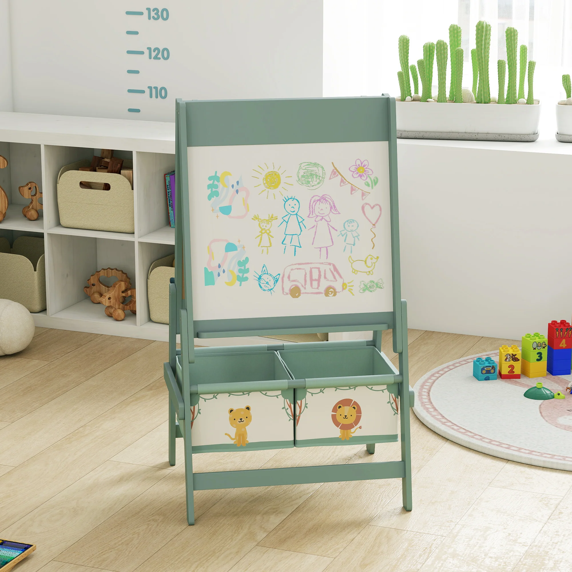 AIYAPLAY 3-in-1 Kids Easel, Double-Sided Art Easel With Paper Roll - Image 7