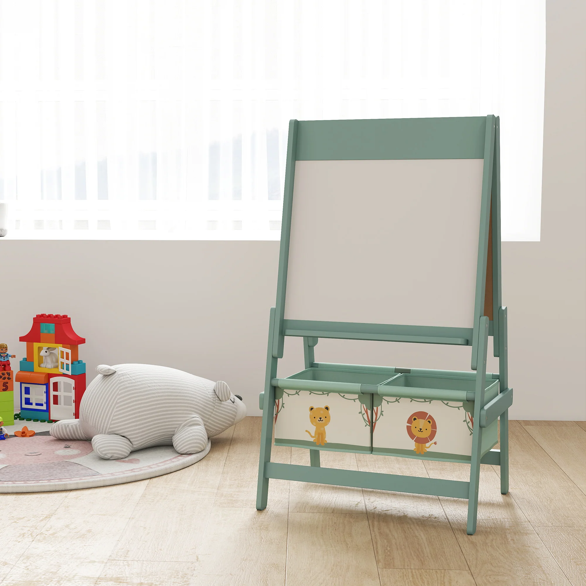 AIYAPLAY 3-in-1 Kids Easel, Double-Sided Art Easel With Paper Roll - Image 8
