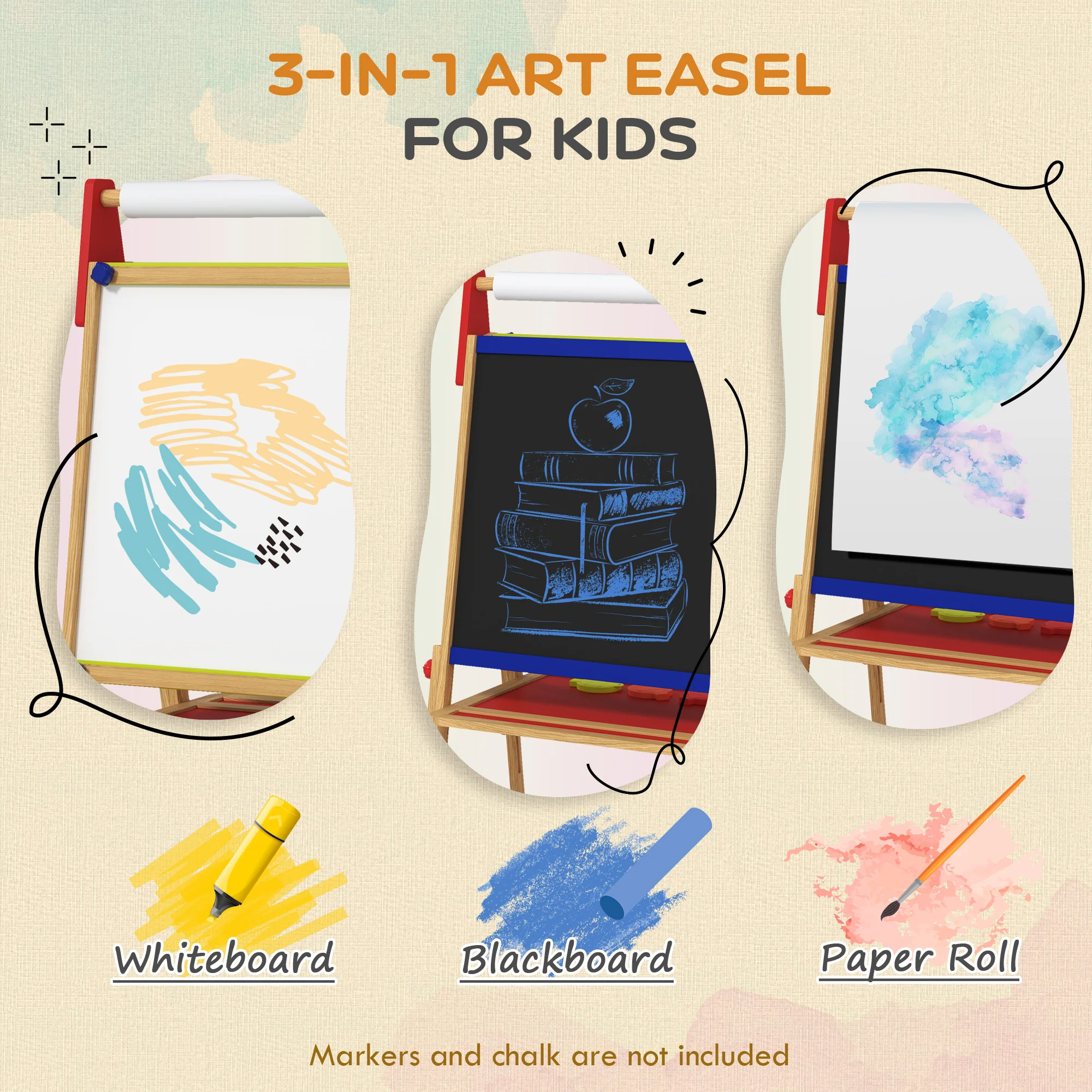 AIYAPLAY 3 In 1 Kids Easel With Paper Roll - Image 3
