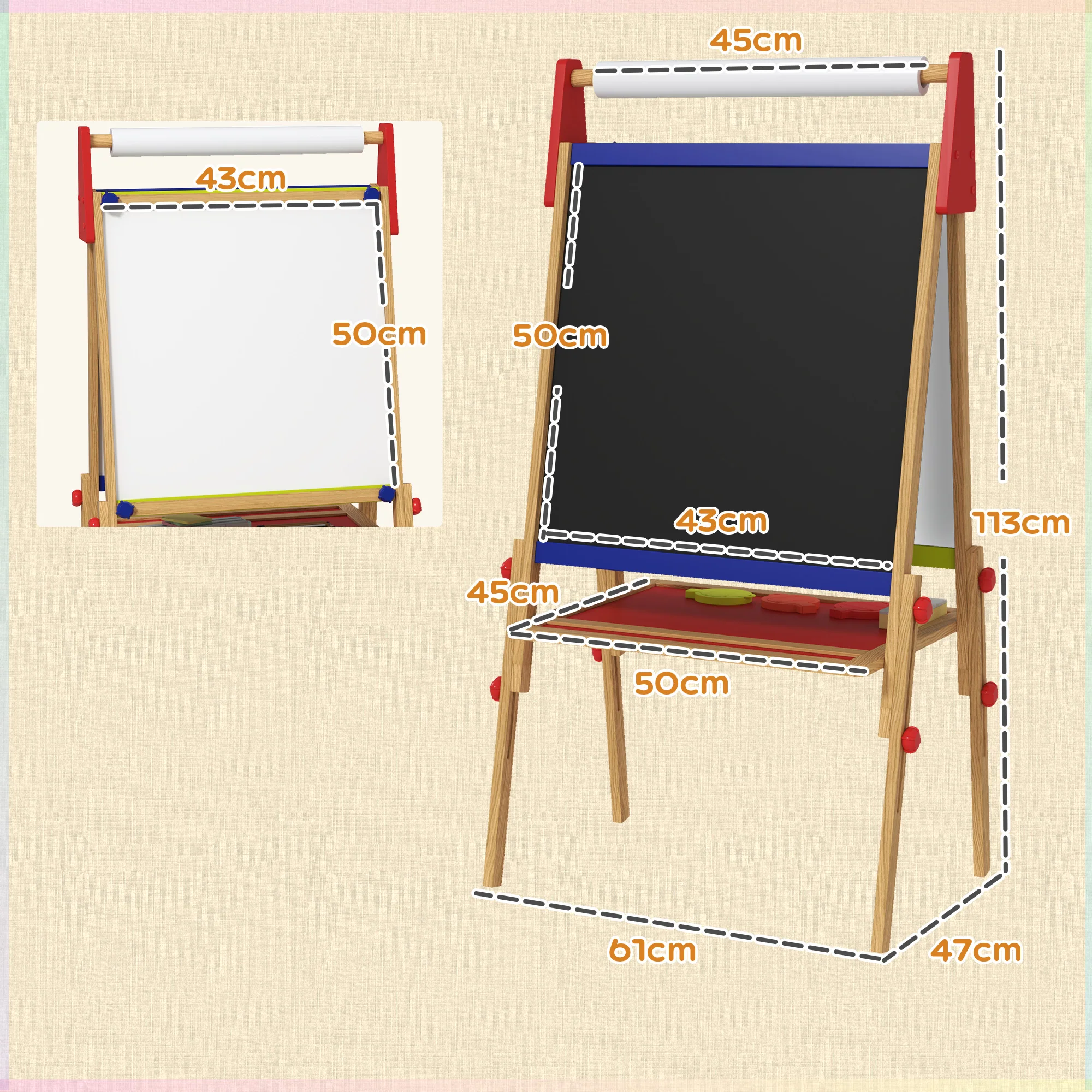 AIYAPLAY 3 In 1 Kids Easel With Paper Roll - Image 5