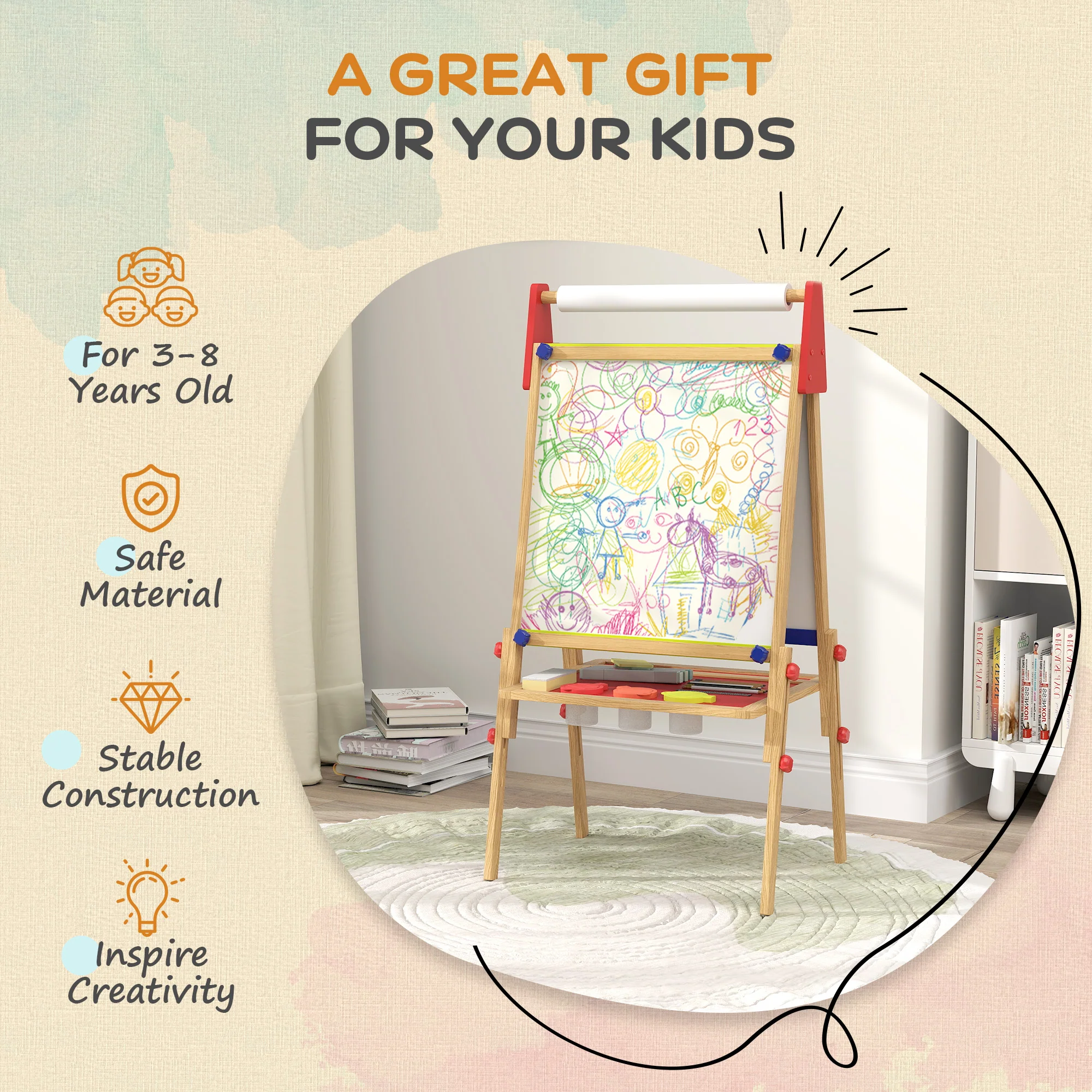 AIYAPLAY 3 In 1 Kids Easel With Paper Roll - Image 7