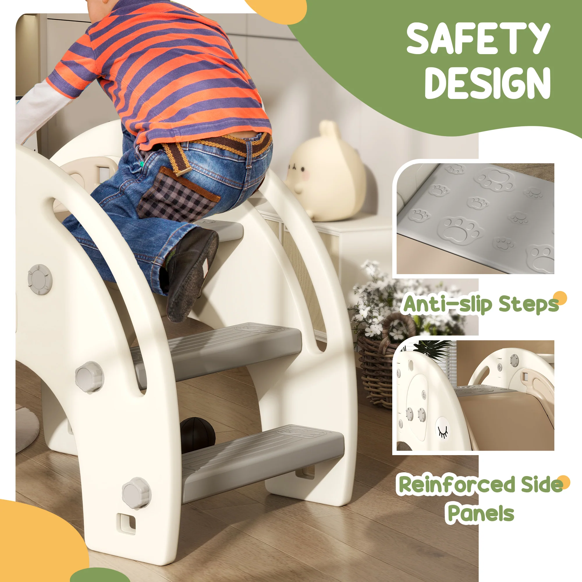 AIYAPLAY 3 In 1 Kids Slide For 1-3 Years, Elephant-Themed Indoor Slide - Image 6