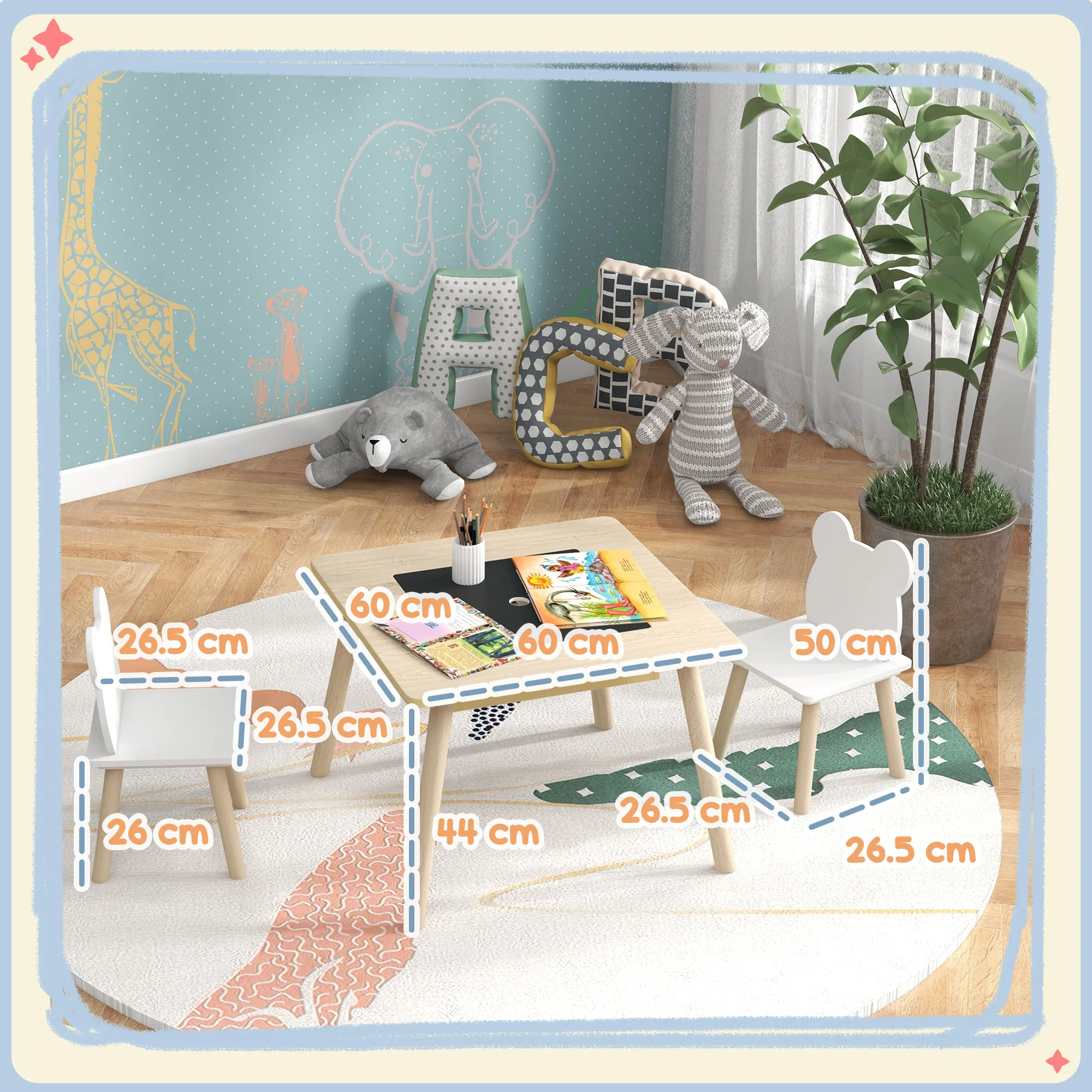 AIYAPLAY 3-Piece Toddler Table and Chairs Set for Nursery, Playroom - Image 5