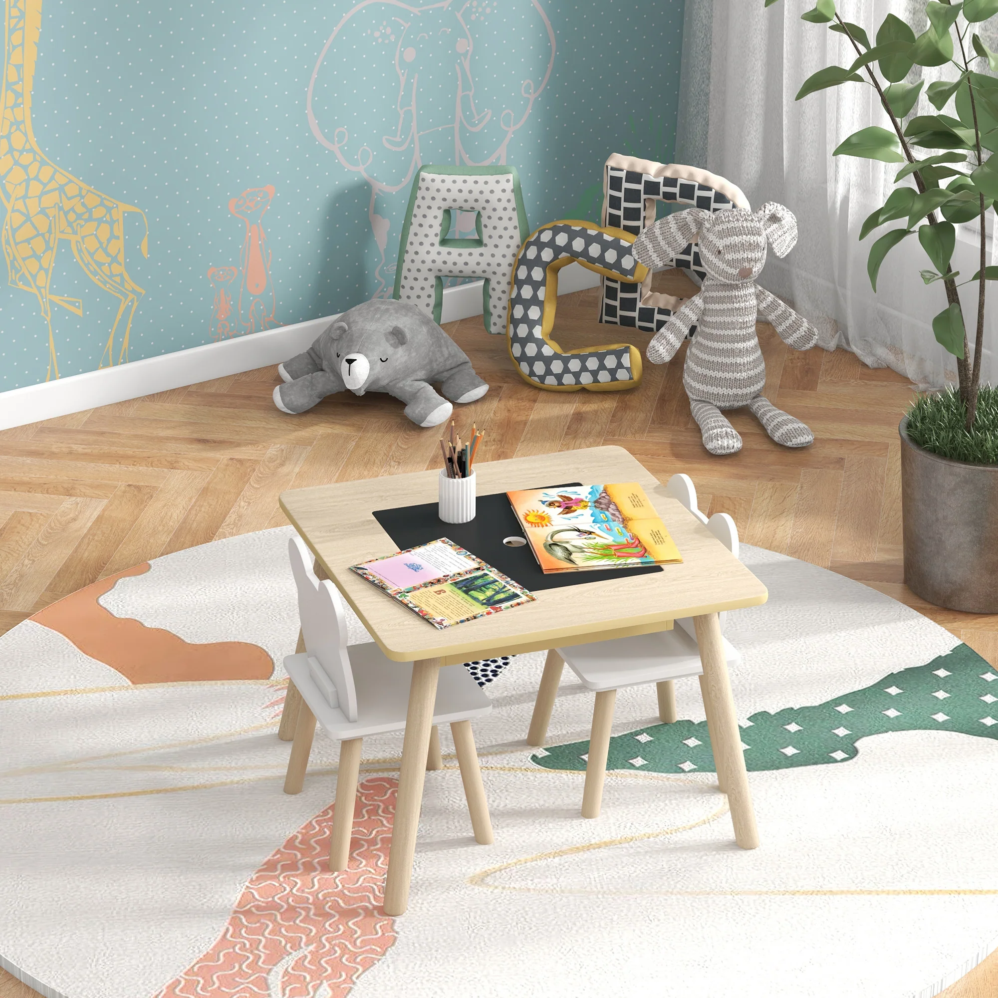 AIYAPLAY 3-Piece Toddler Table and Chairs Set for Nursery, Playroom - Image 9