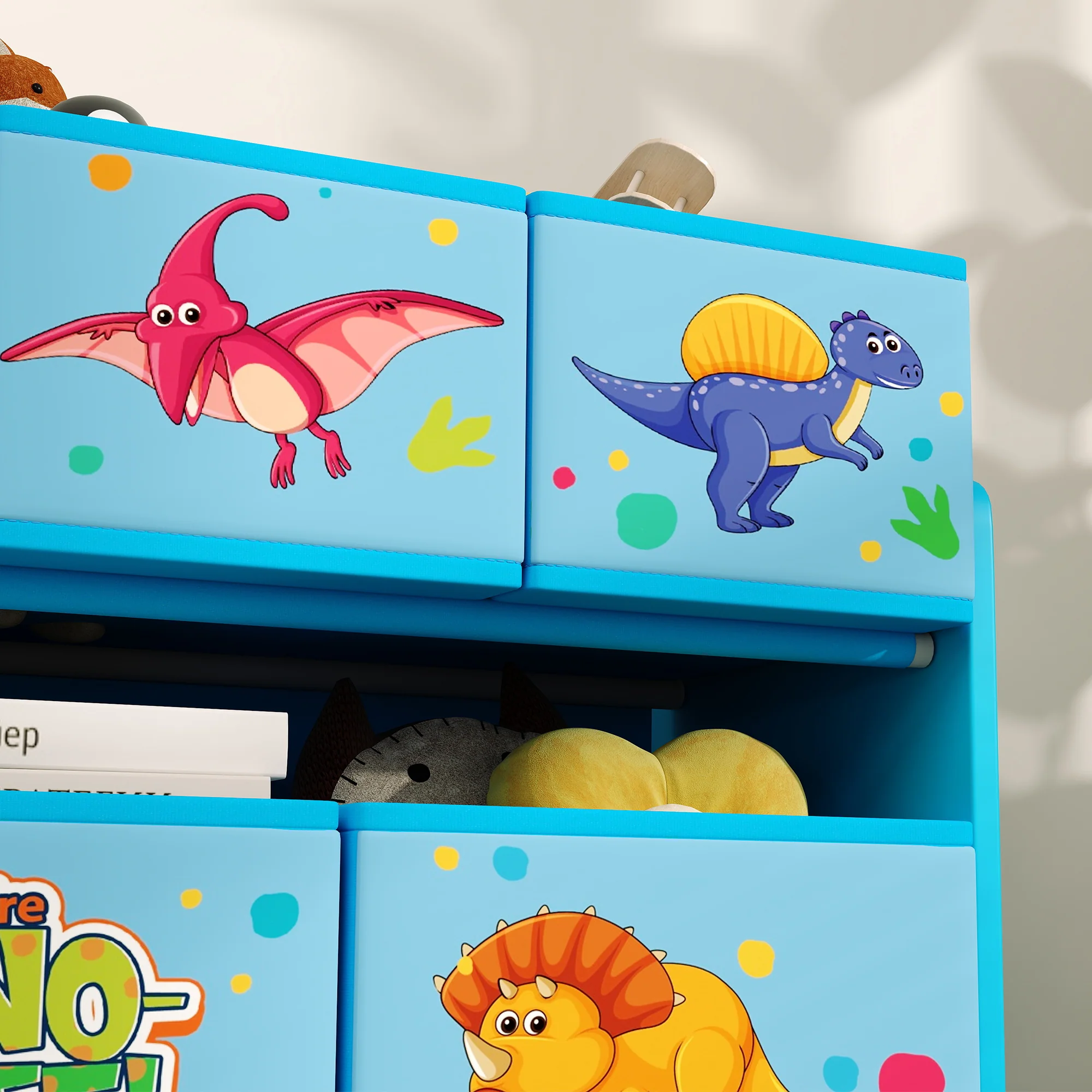 AIYAPLAY 3-Tier Toy Organiser Shelf With 9 Storage Boxes For Bedroom - Blue/Pink - Image 17