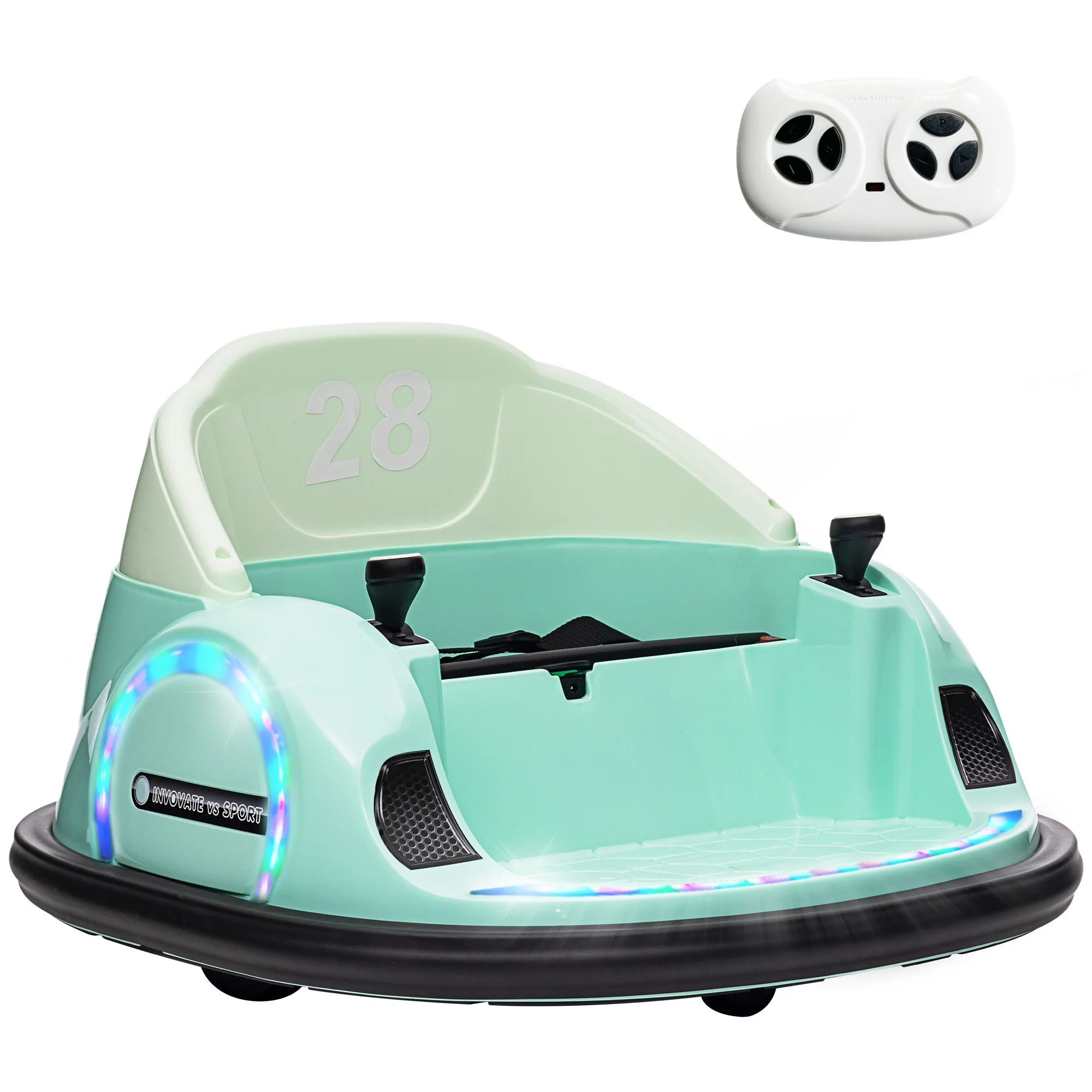 AIYAPLAY 360° Rotation 12V Pink Kids Bumper Car W/ Remote Control - Image 10