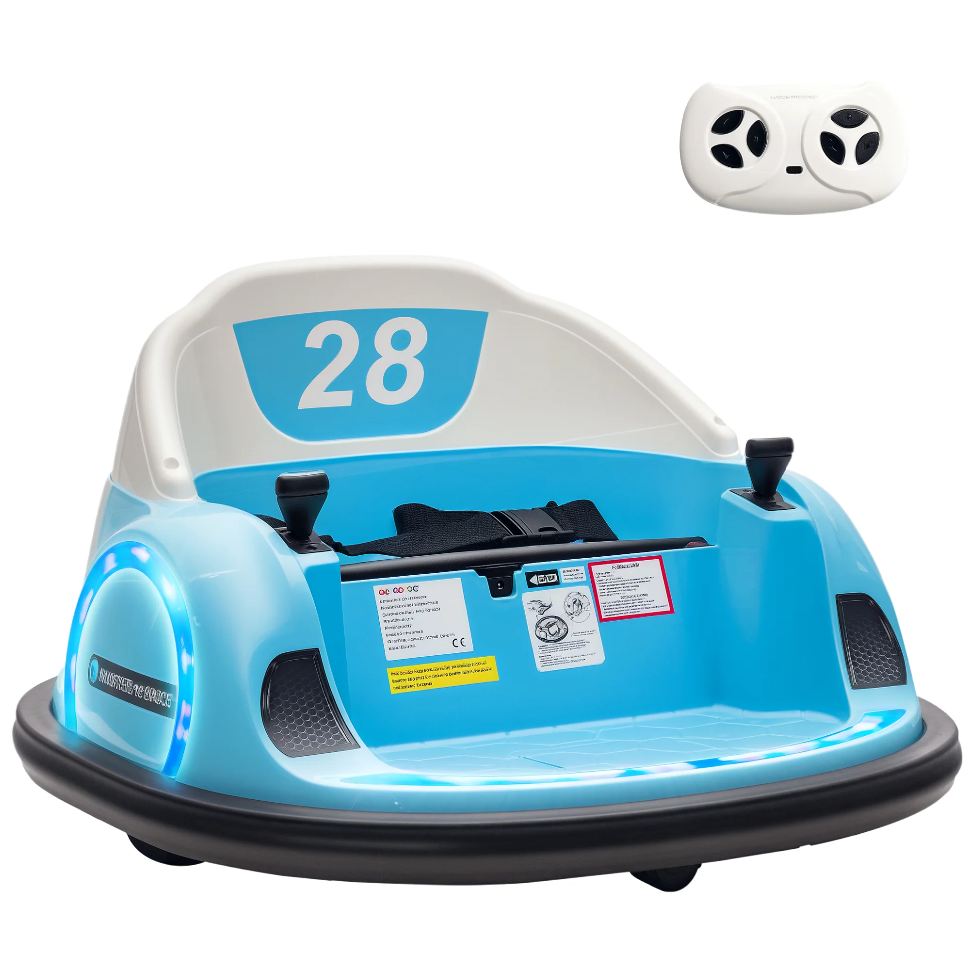 AIYAPLAY 360° Rotation 12V Pink Kids Bumper Car W/ Remote Control - Image 18