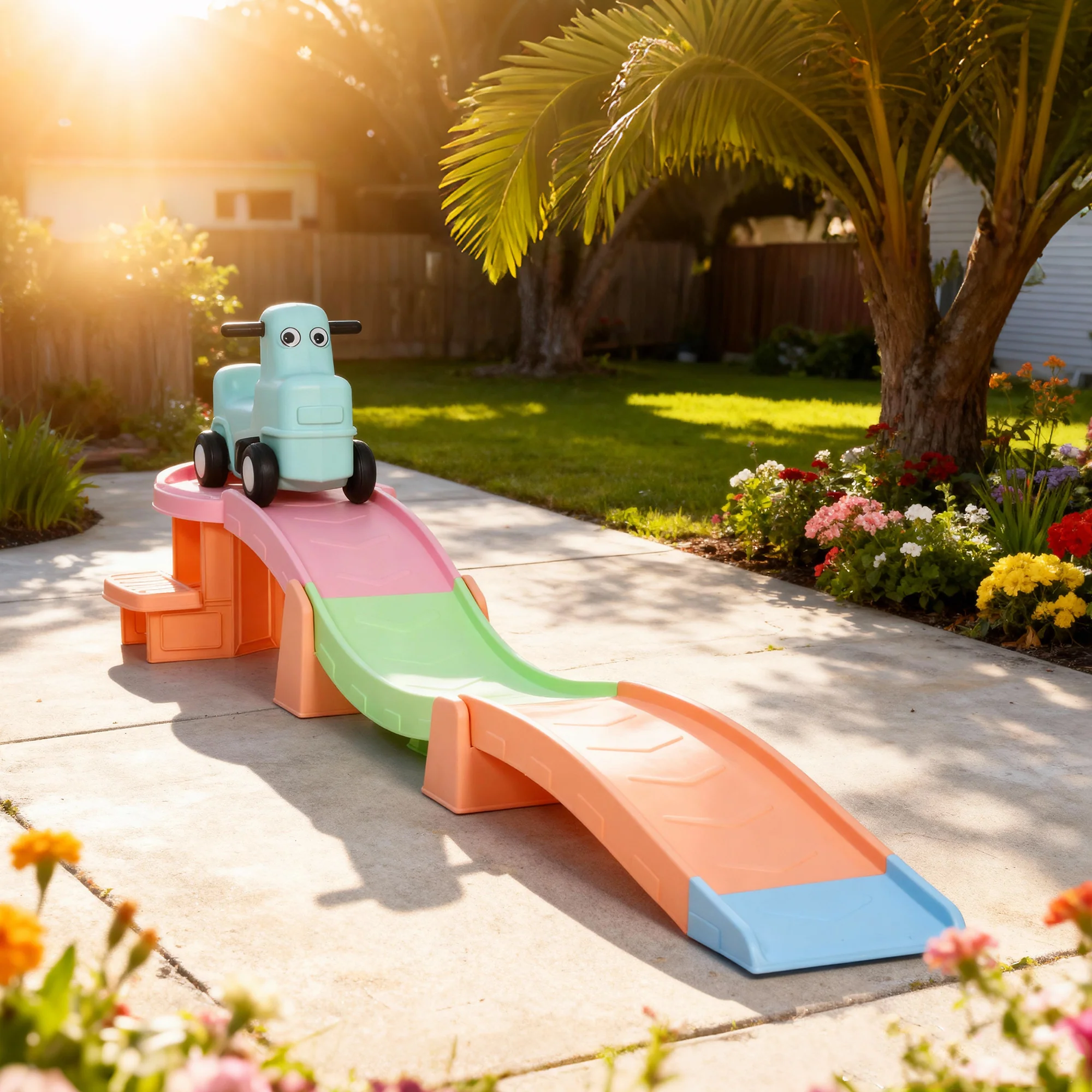 AIYAPLAY 3(m) 4 Pieces Up and Down Kids Rollercoaster, for 2-5 Years, Orange - Image 9