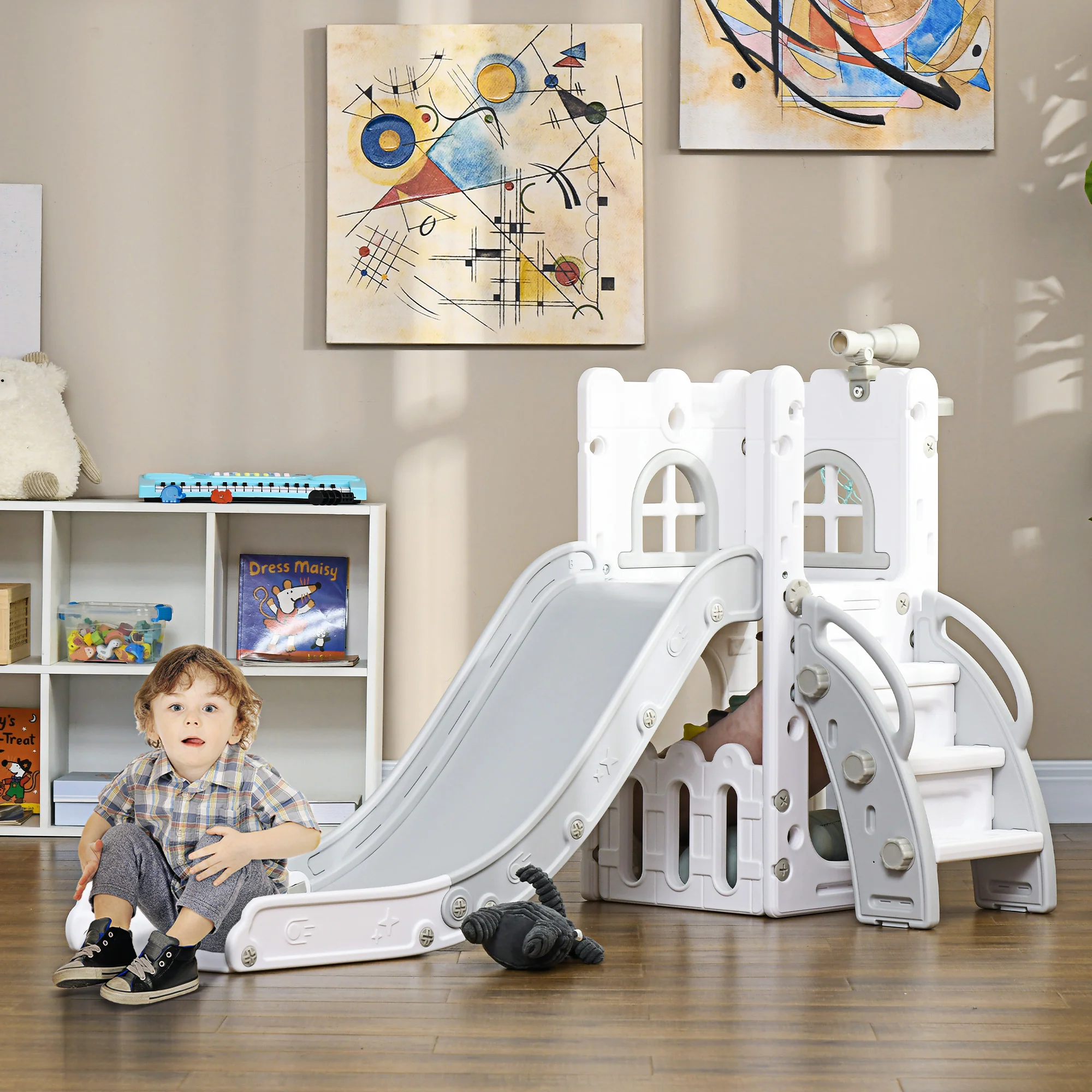 AIYAPLAY 4 In 1 Kids Slide For Indoor Use, For Toddlers 1-3 Years, Grey - Image 2