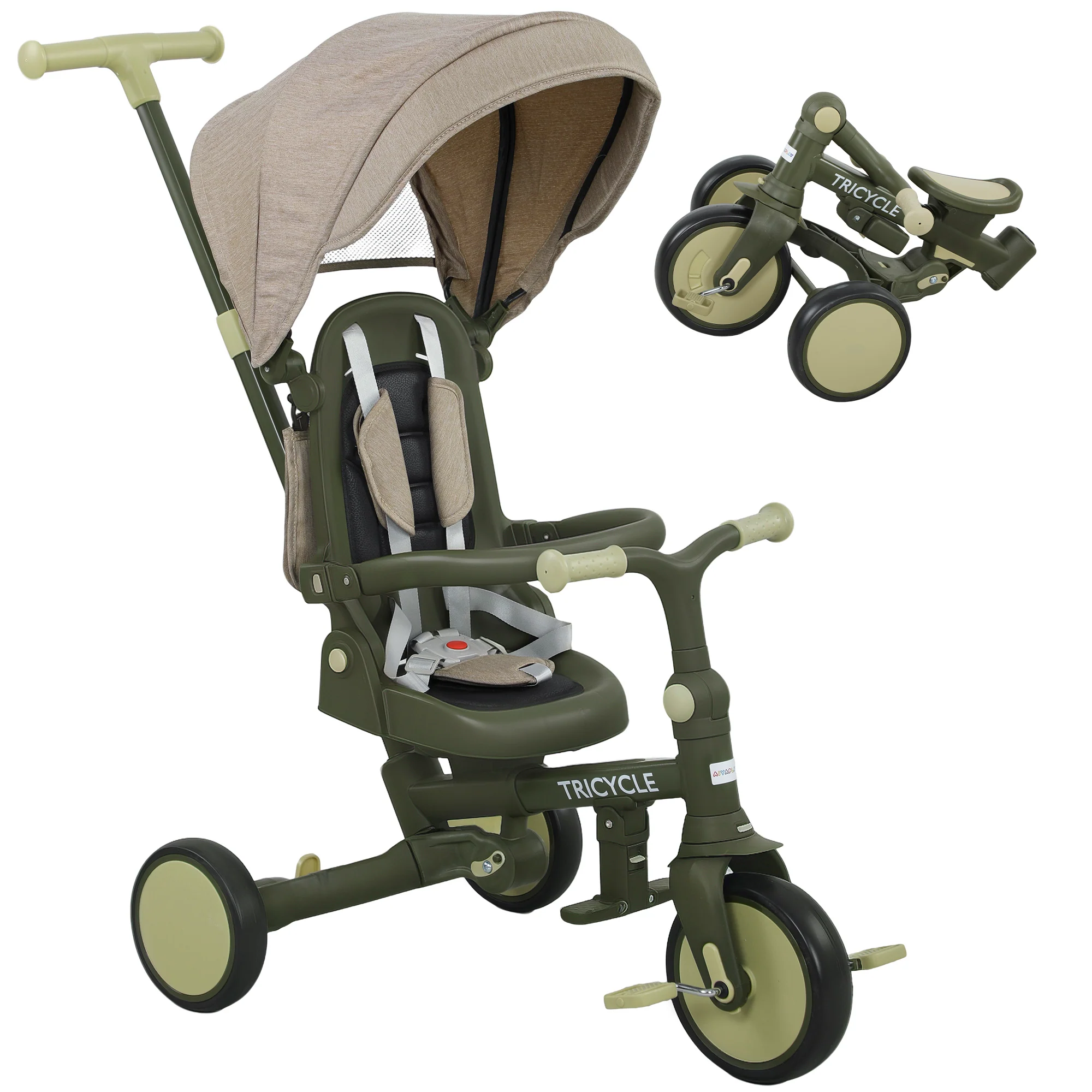 AIYAPLAY 5 In 1 Foldable Kids Trike, Toddler Tricycle For 1-3 Years, - Image 10