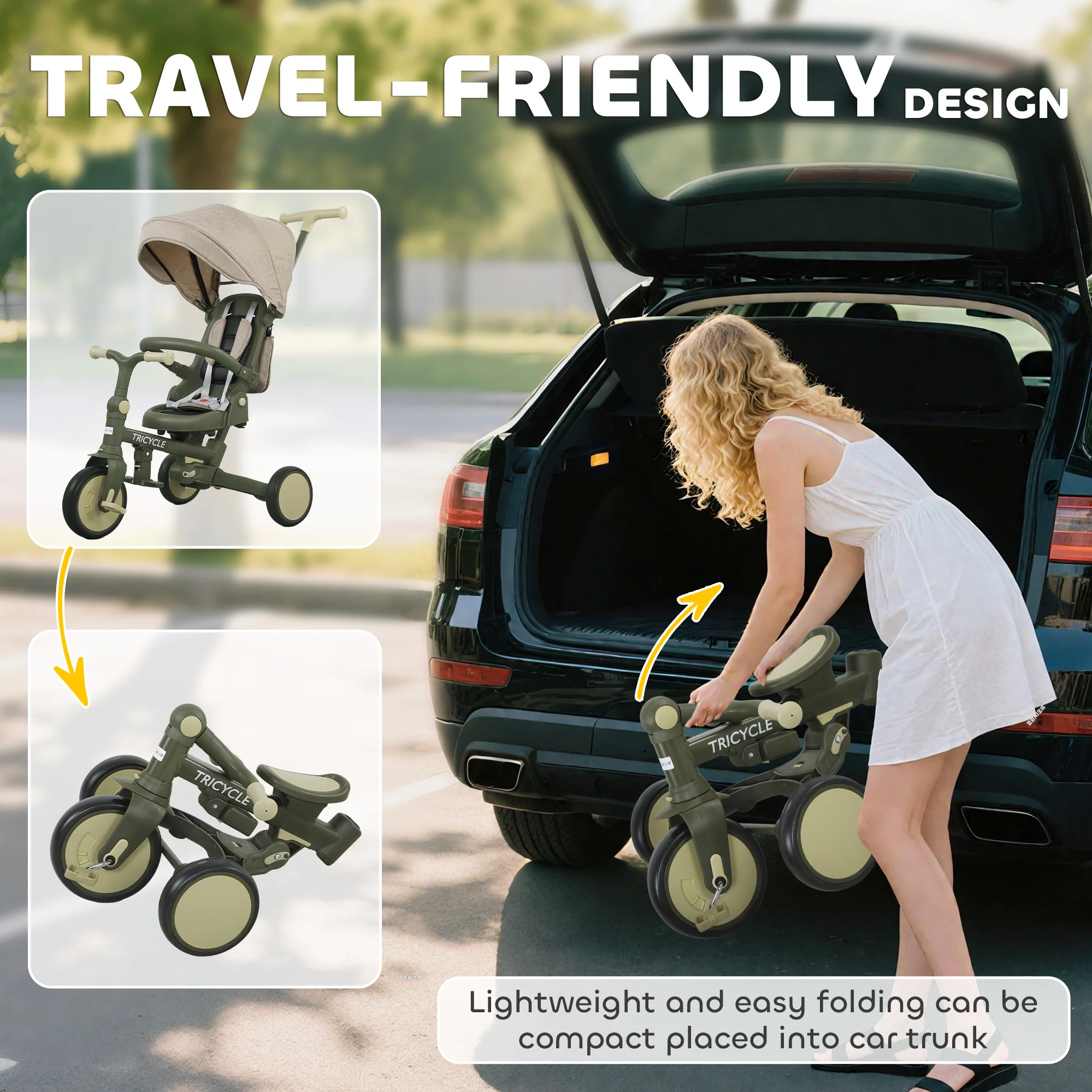 AIYAPLAY 5 In 1 Foldable Kids Trike, Toddler Tricycle For 1-3 Years, - Image 17