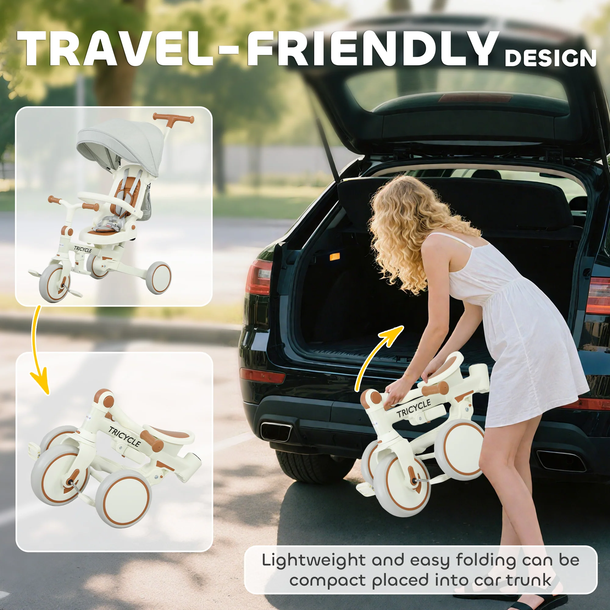 AIYAPLAY 5 In 1 Foldable Kids Trike, Toddler Tricycle For 1-3 Years, - Image 8