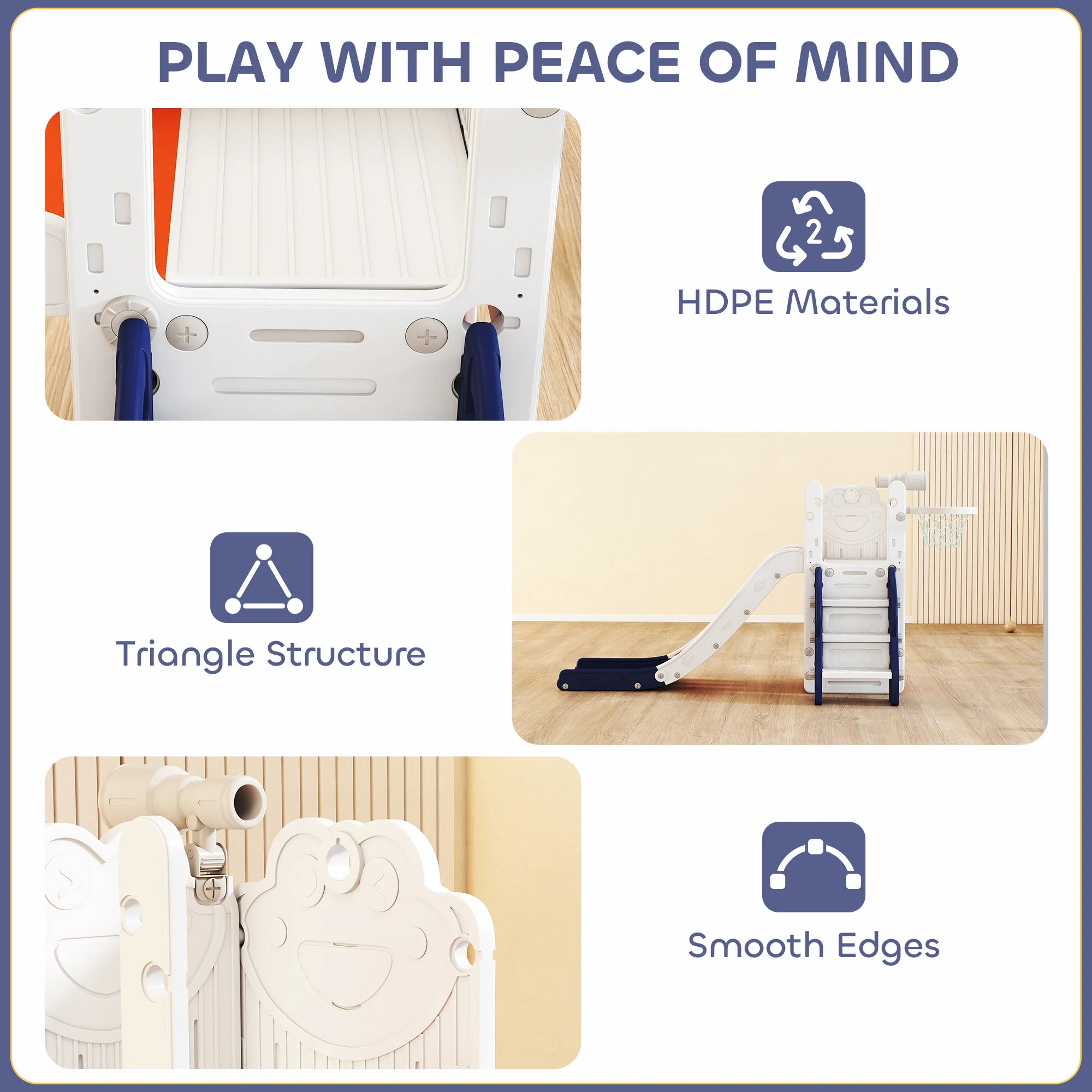 AIYAPLAY 5 In 1 Toddler Slide Set With Basketball Hoop For Age 1-3, Orange - Image 6