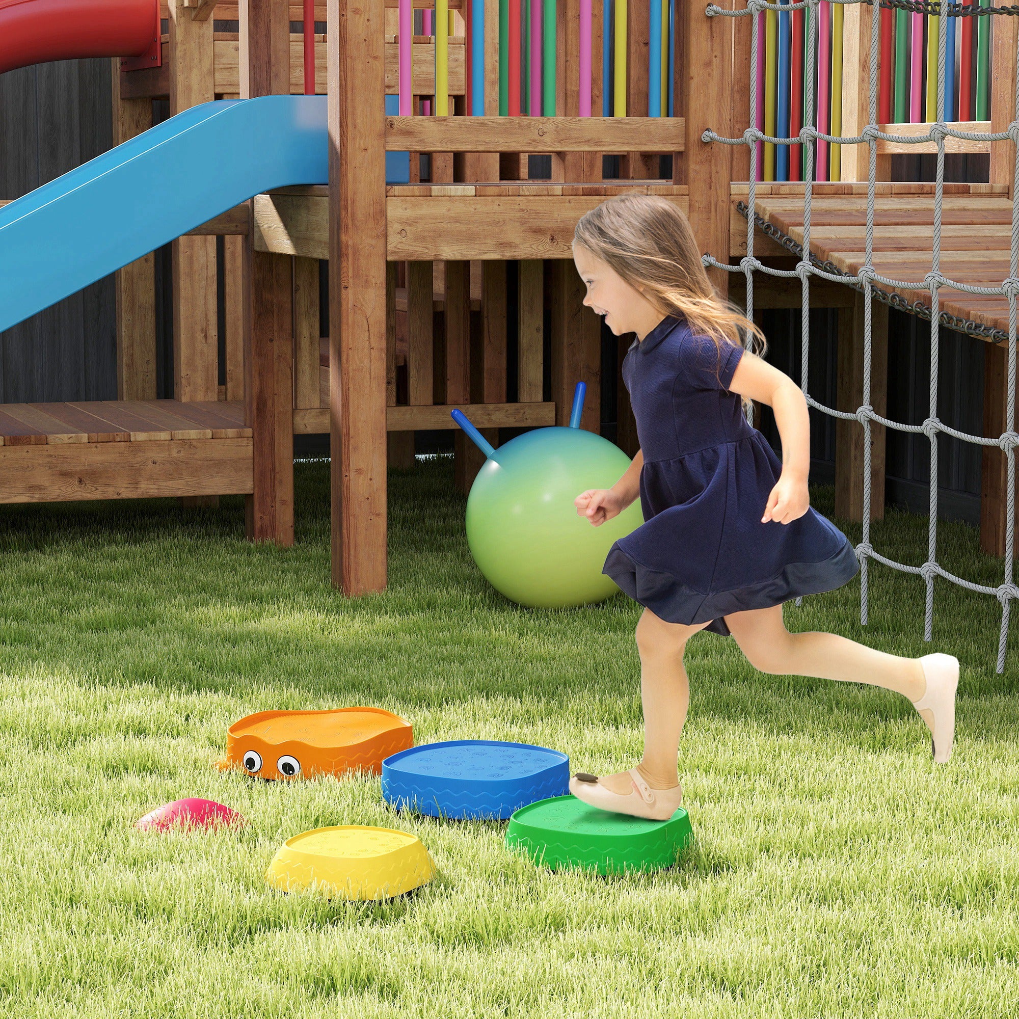 AIYAPLAY 5PCS Kids Stepping Stones, Frog-Shaped Balance Stepping Stones - Image 2