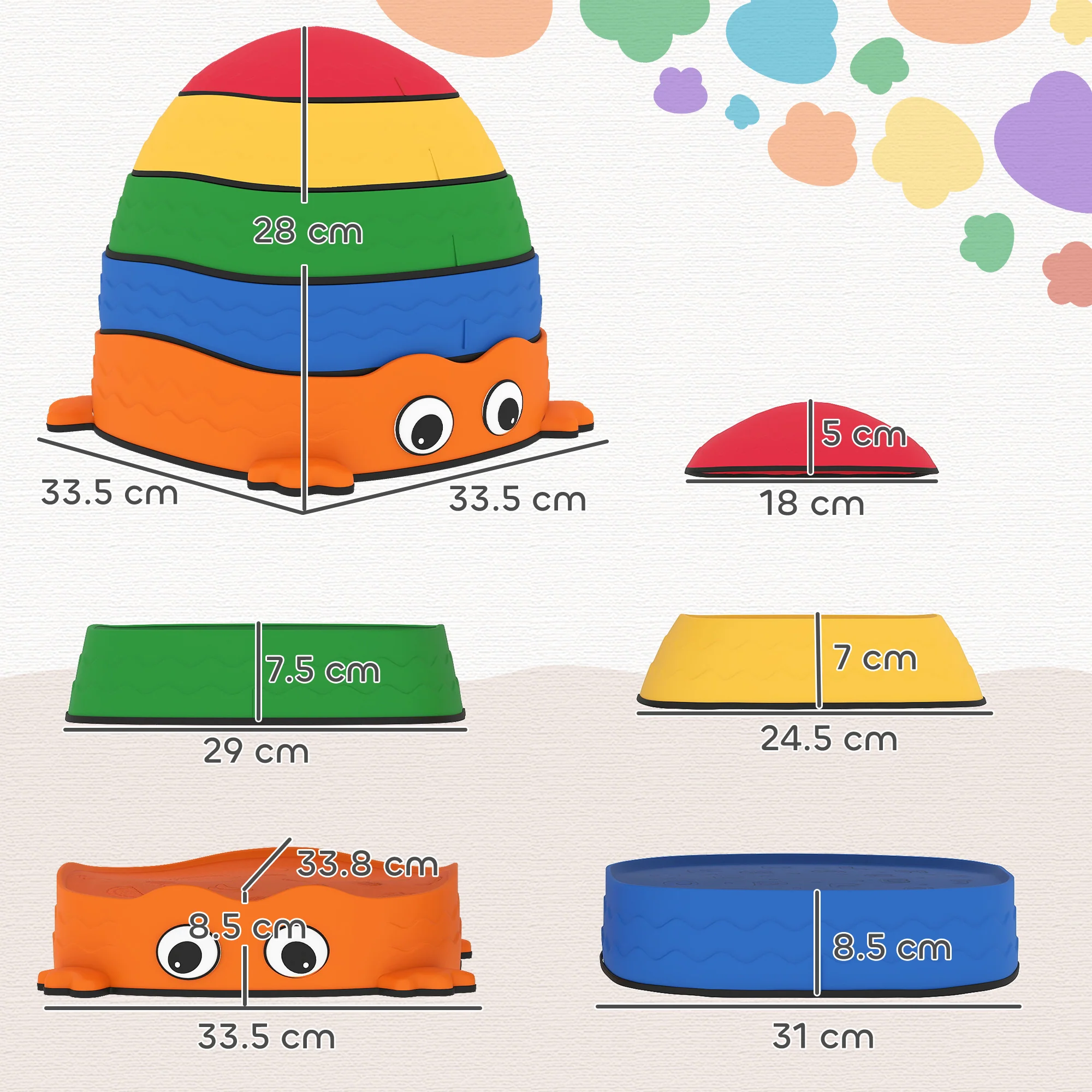 AIYAPLAY 5PCS Kids Stepping Stones, Frog-Shaped Balance Stepping Stones - Image 5