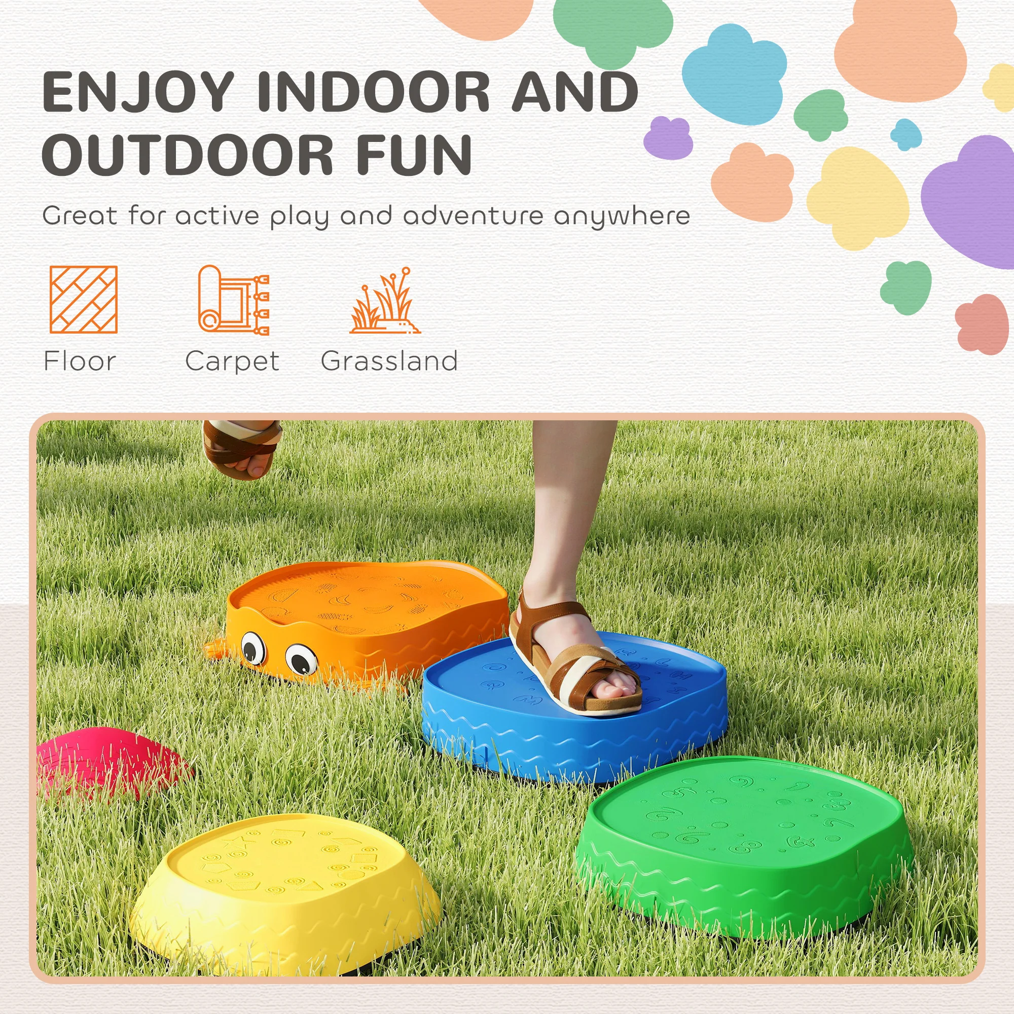 AIYAPLAY 5PCS Kids Stepping Stones, Frog-Shaped Balance Stepping Stones - Image 7